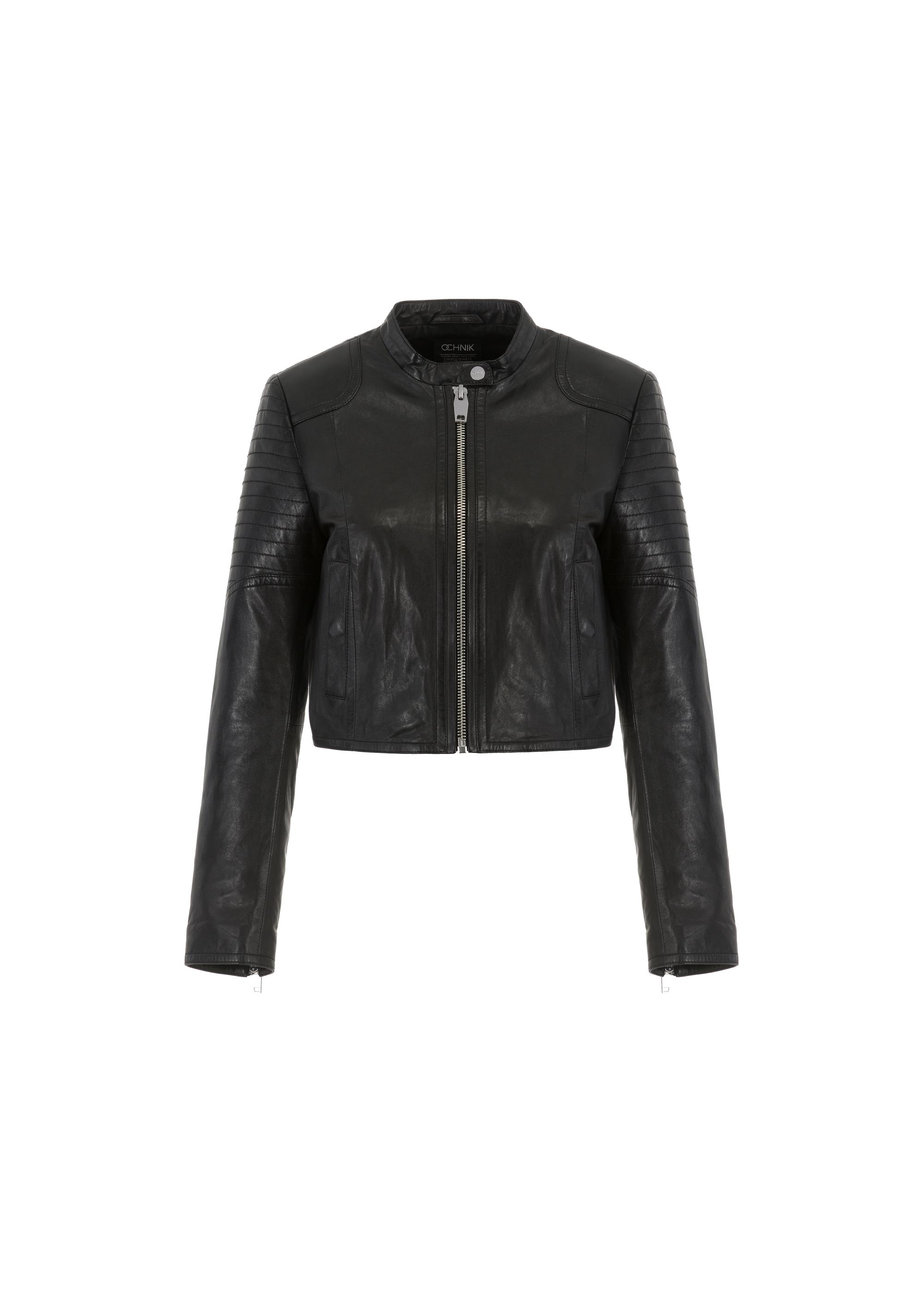 Women's black leather jacket KURDS-0321A-1293(W24)-05