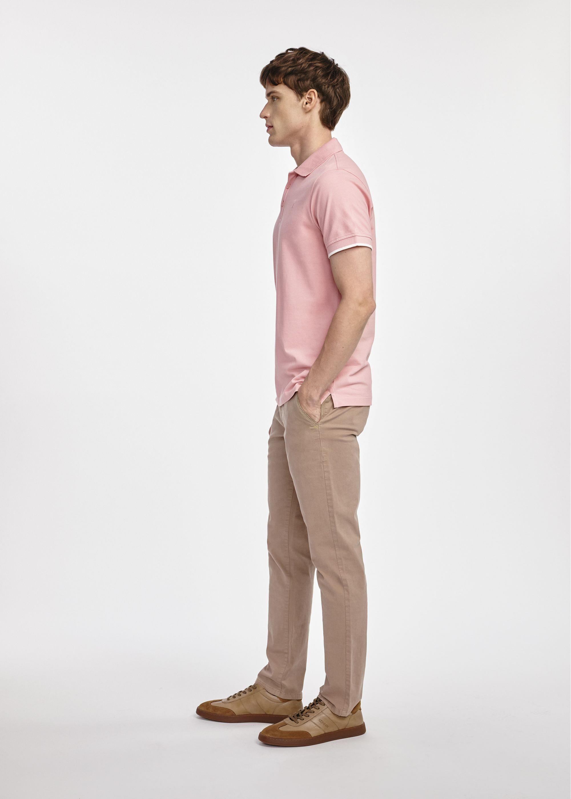 Light pink men's cotton polo shirt POLMT-0045B-33(W25)-03