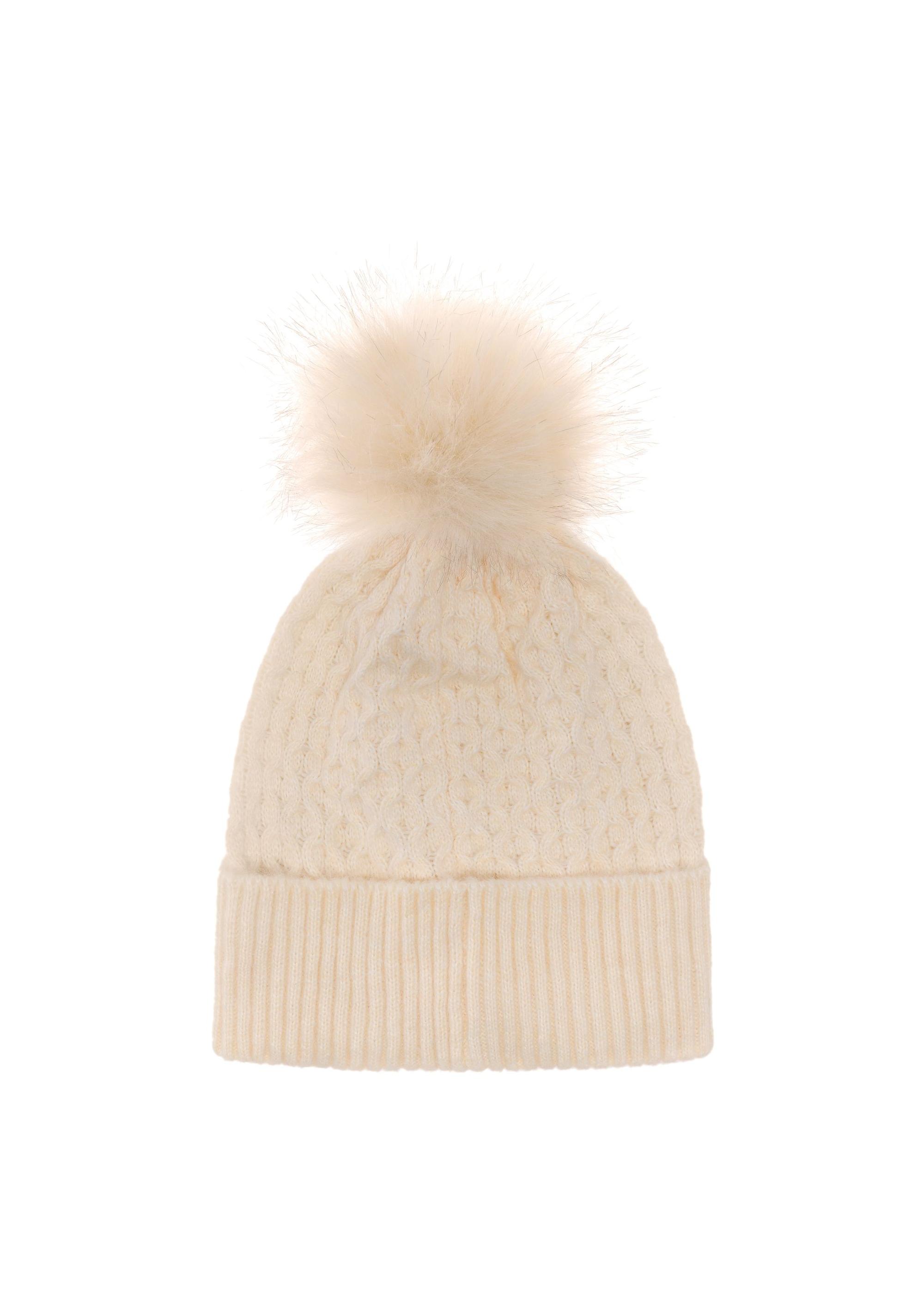 Cream women's winter hat CZADT-0195-16(Z24)