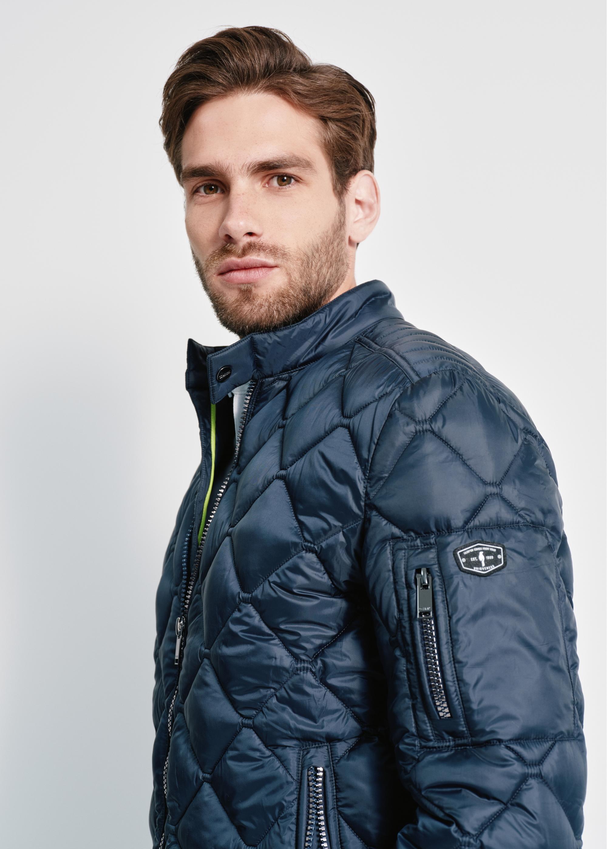 Navy blue men's quilted spring jacket KURMT-0327-68(W24)-01