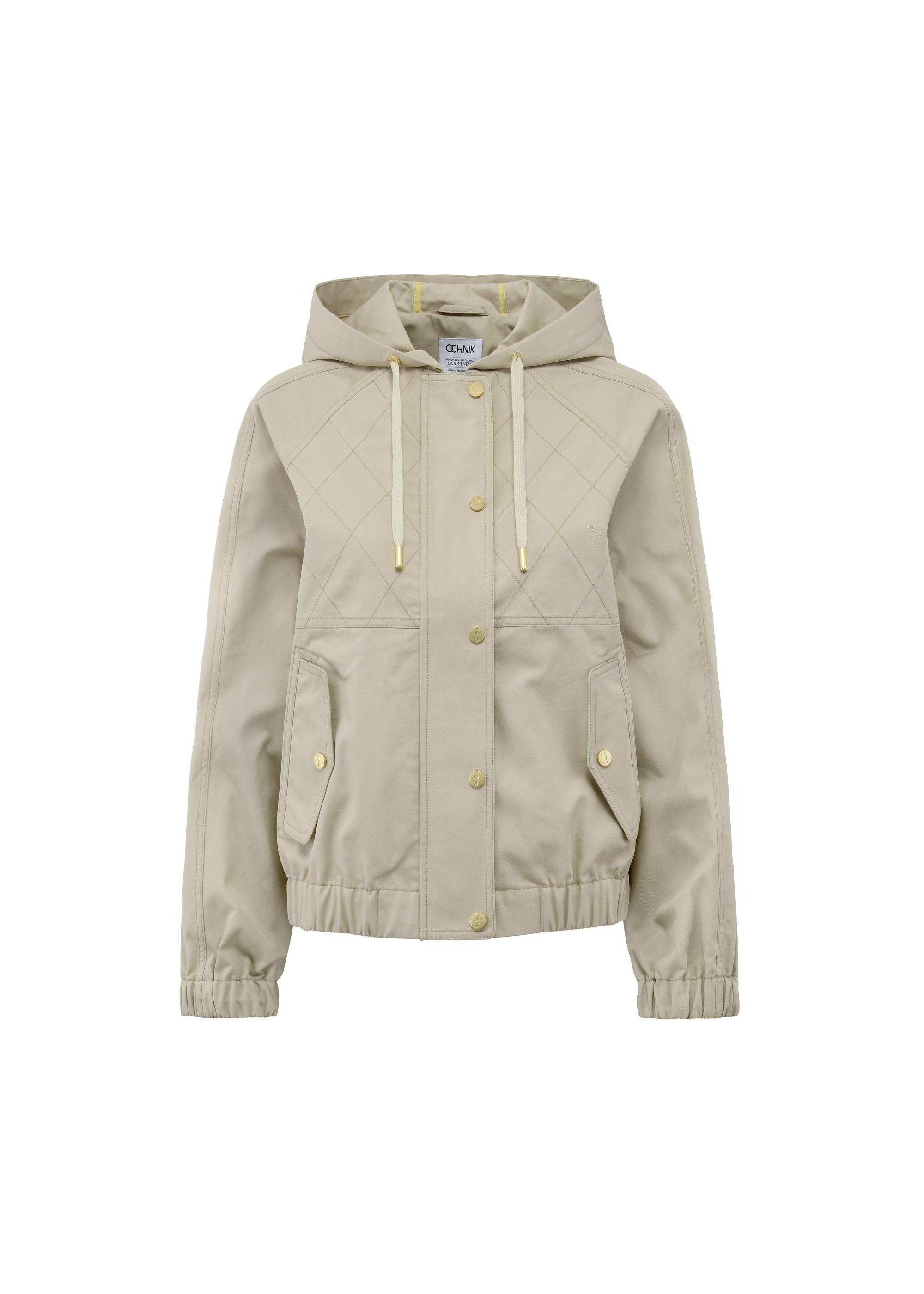 Beige women's jacket with hood KURDT-0561-81(W25)