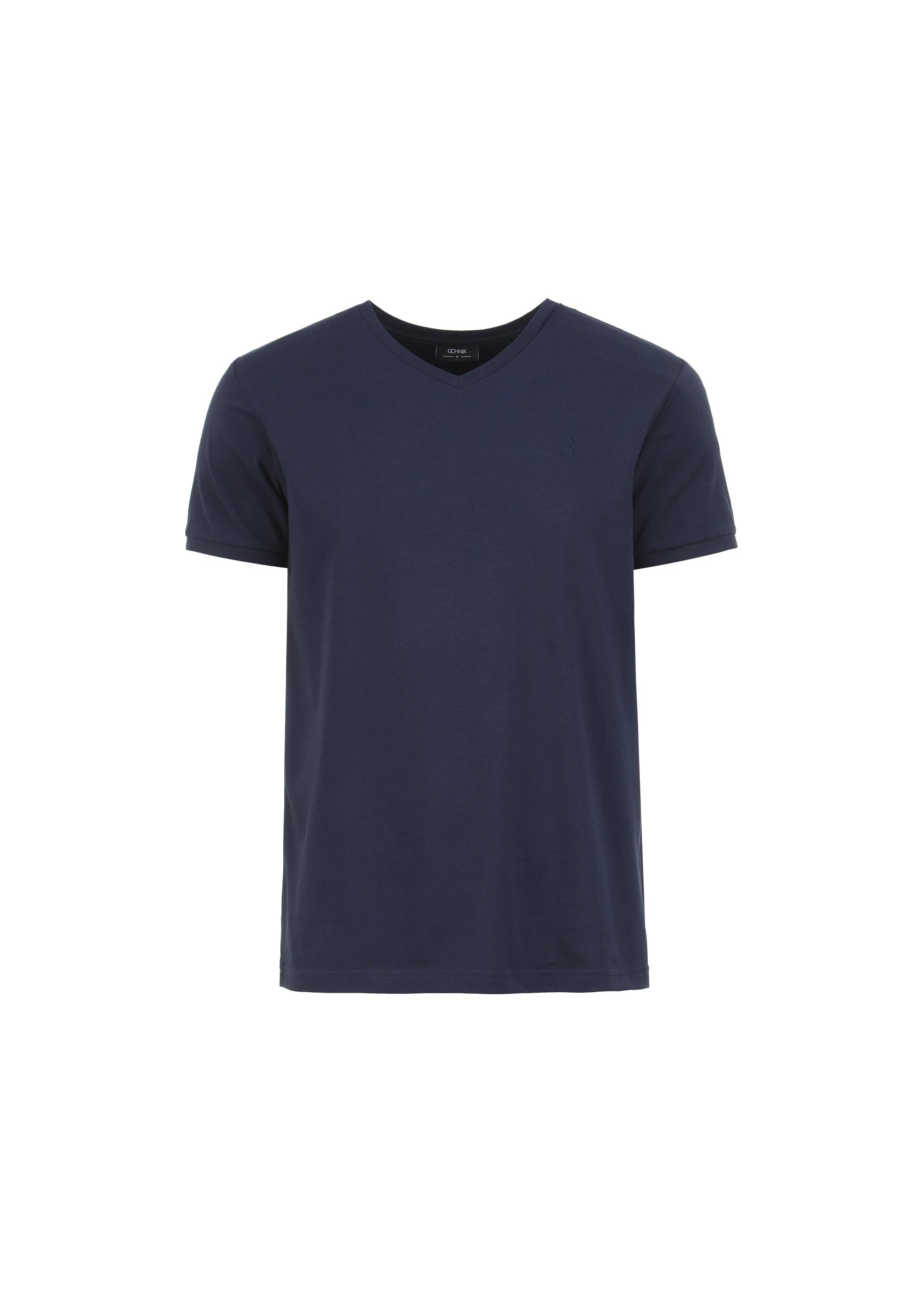 Navy blue basic T-shirt for men with logo TSHMT-0088-69(W24)-04