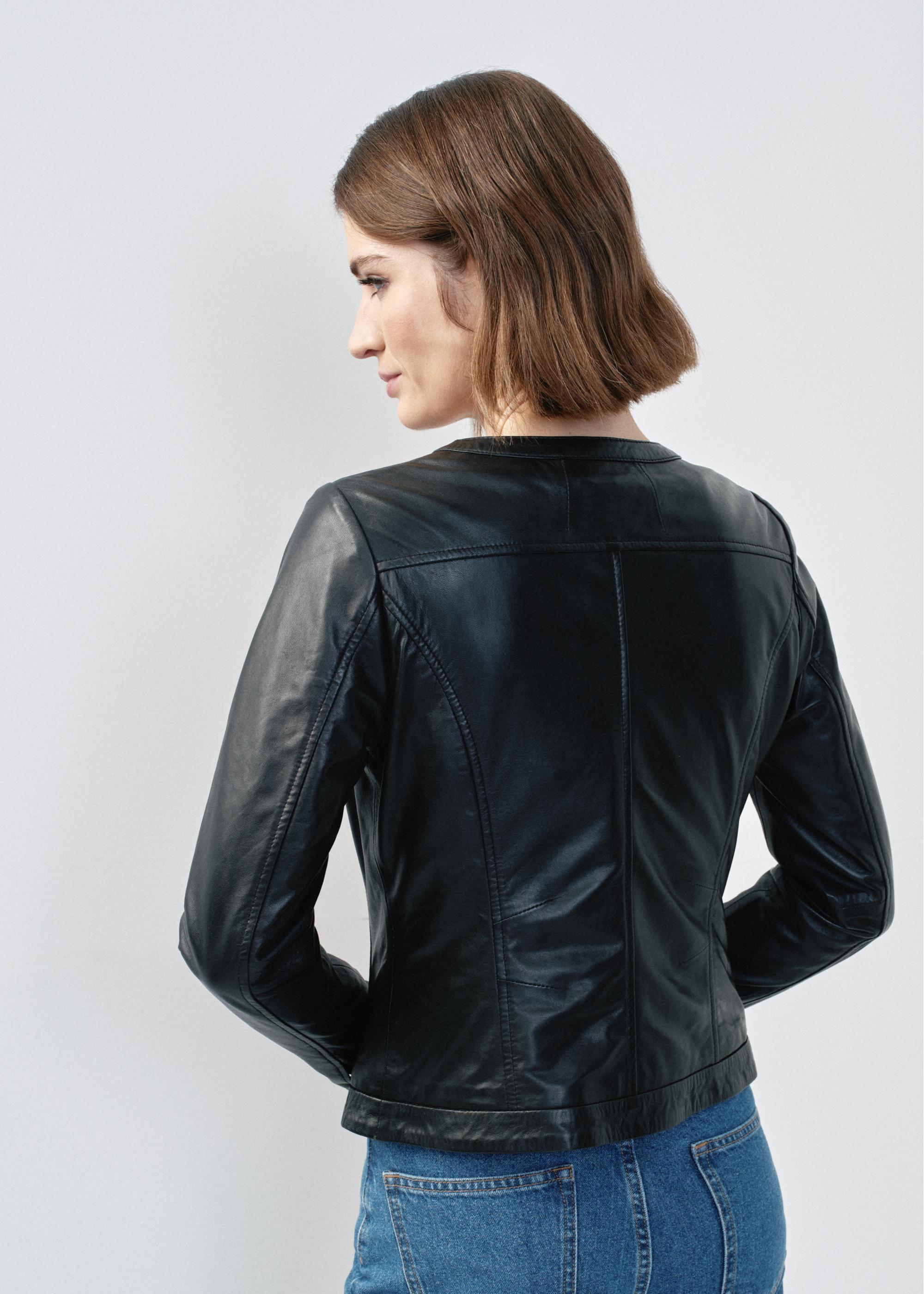 Black women's jacket made of genuine leather KURDS-0154L-5491(W25)-02