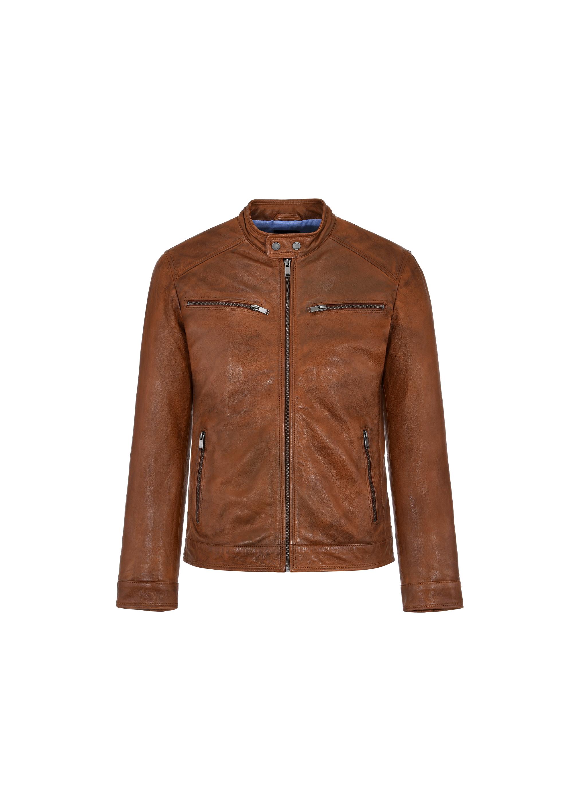 Brown leather jacket for men KURMS-0326-1363(W24)-05