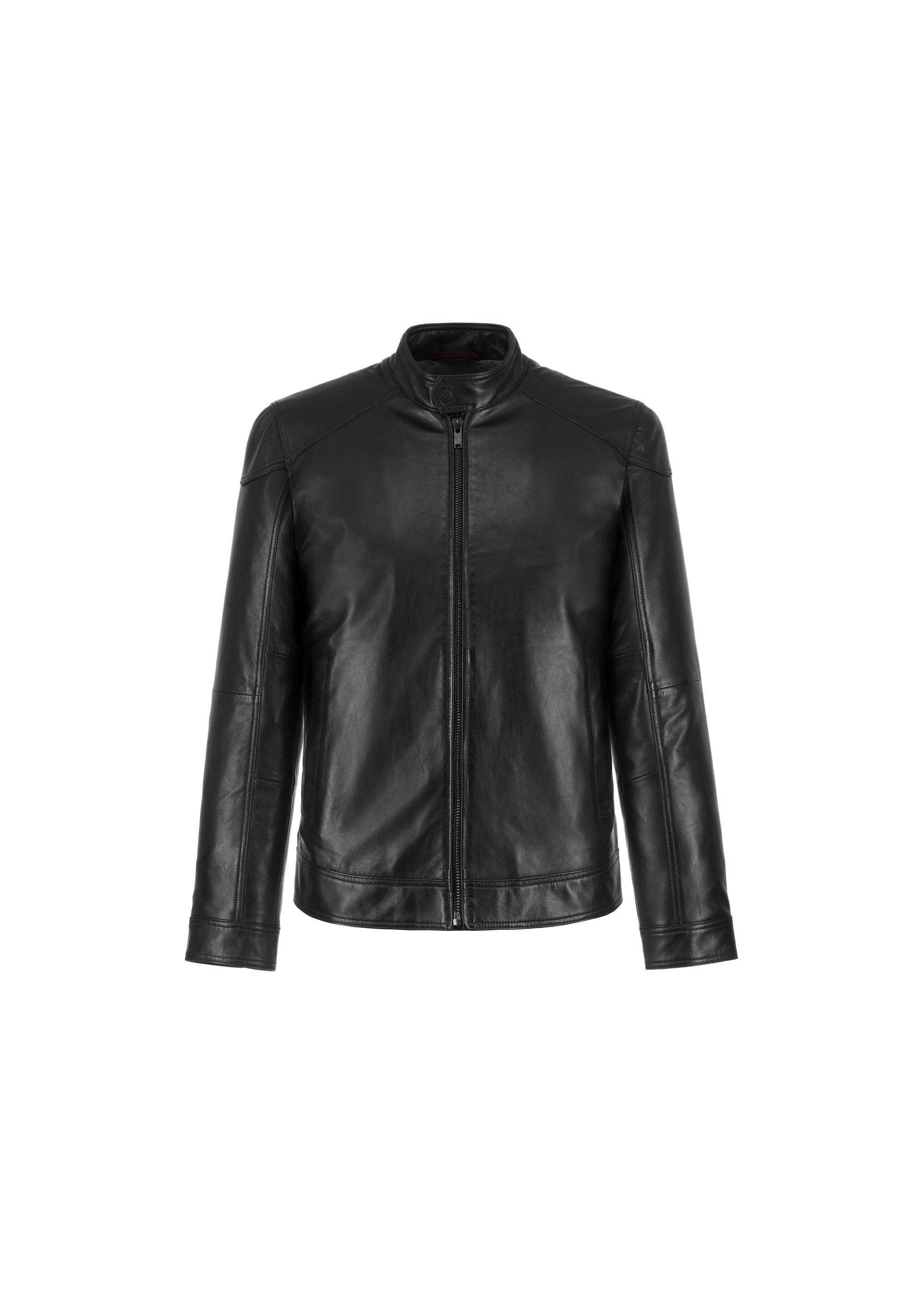 Men's leather jacket with stand-up collar KURMS-0301-1283(W23)-03