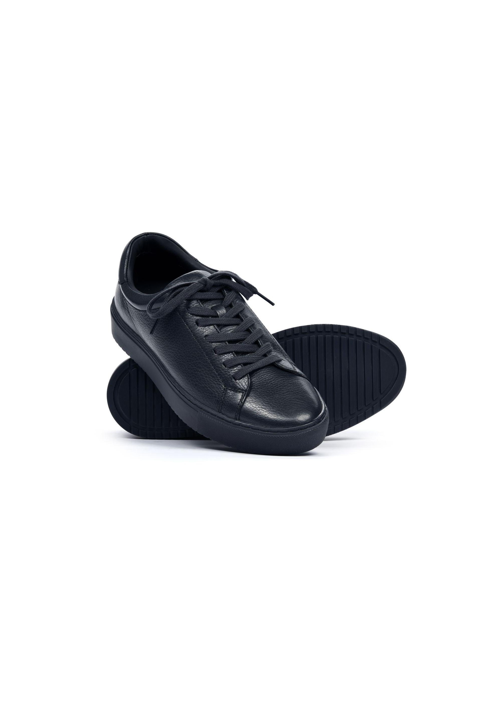 Navy blue leather sports shoes BUTYM-0503-69(W25)-05