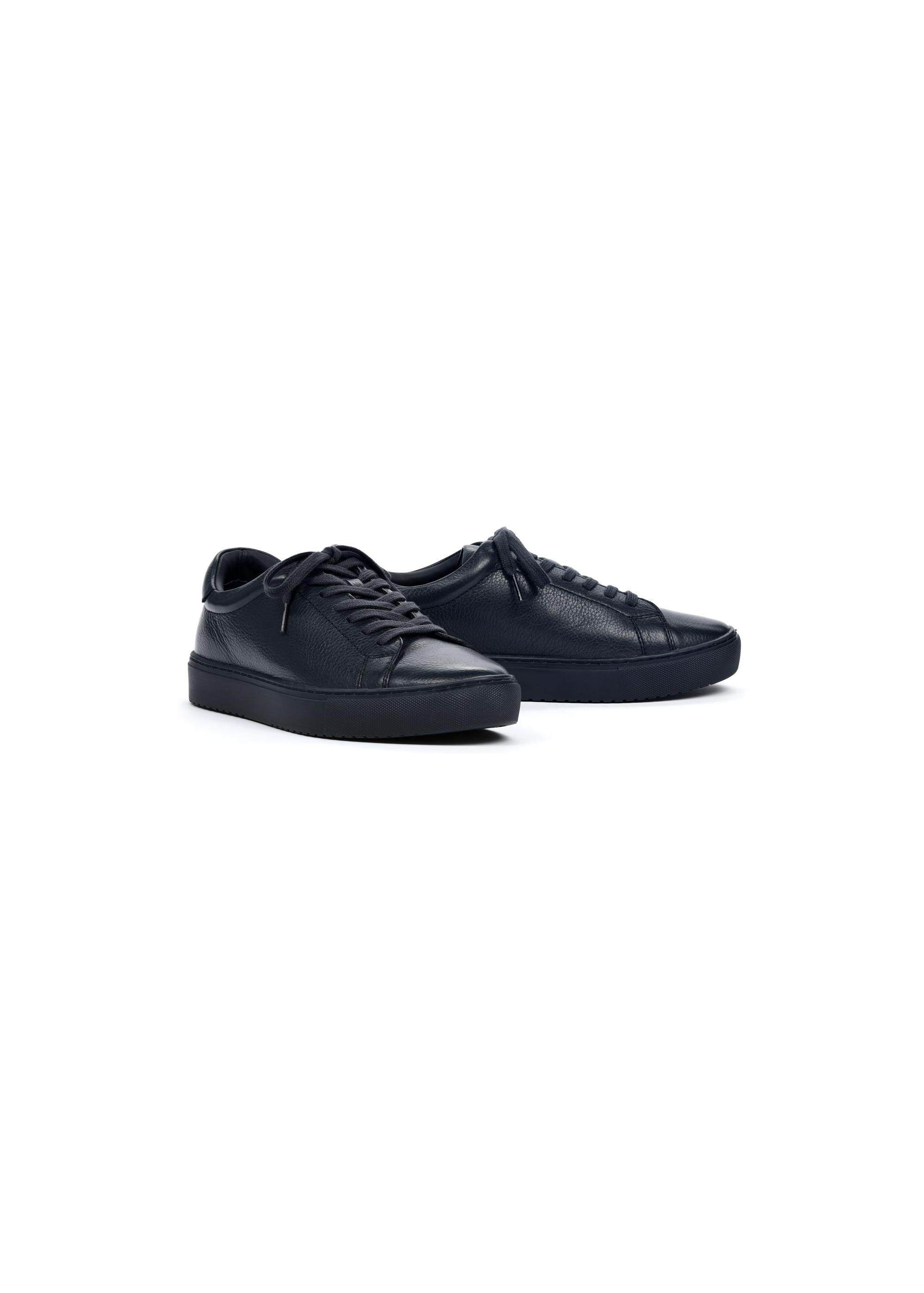 Navy blue leather sports shoes BUTYM-0503-69(W25)-02