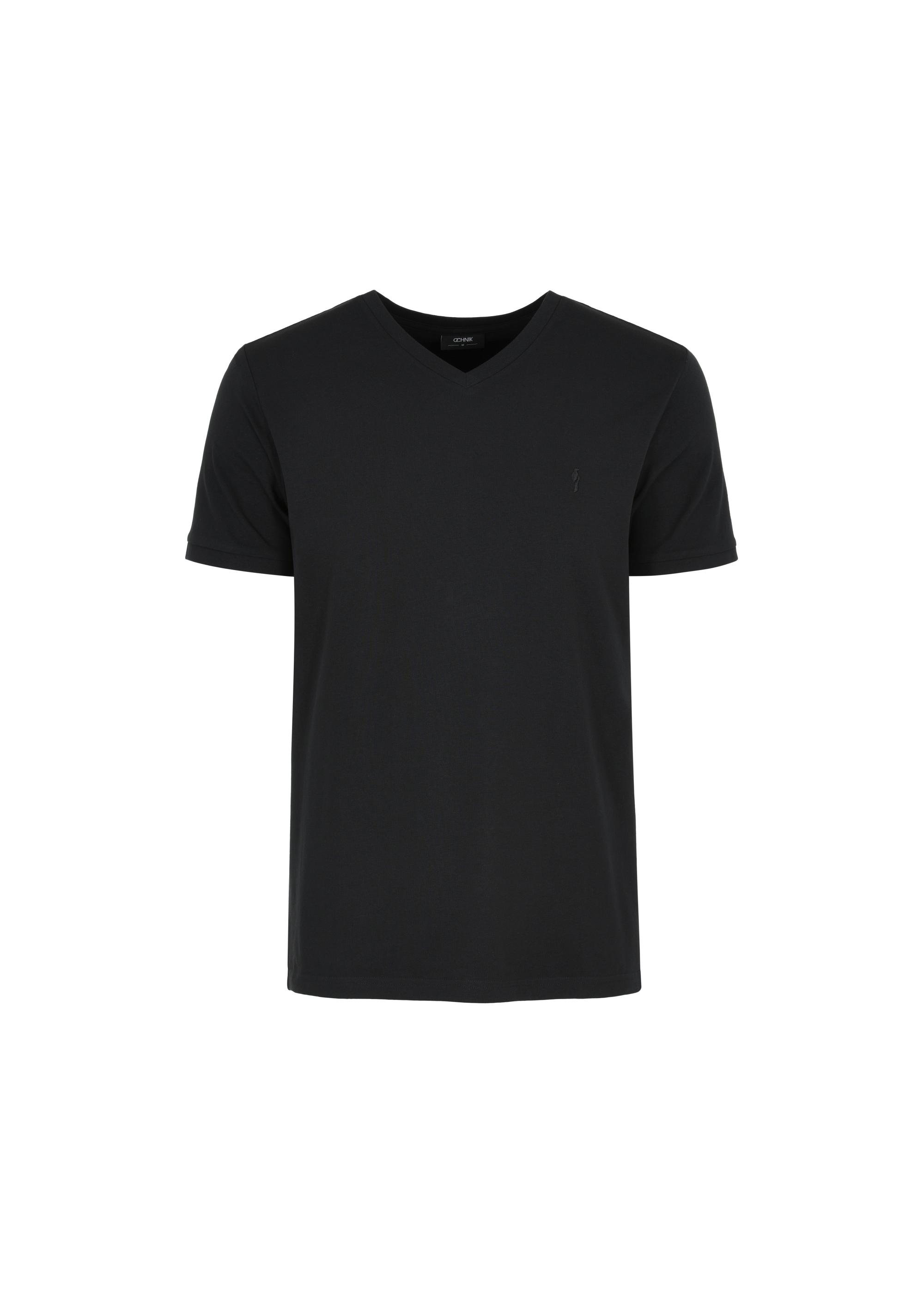 Black basic T-shirt for men with logo TSHMT-0088-99(W24)-03