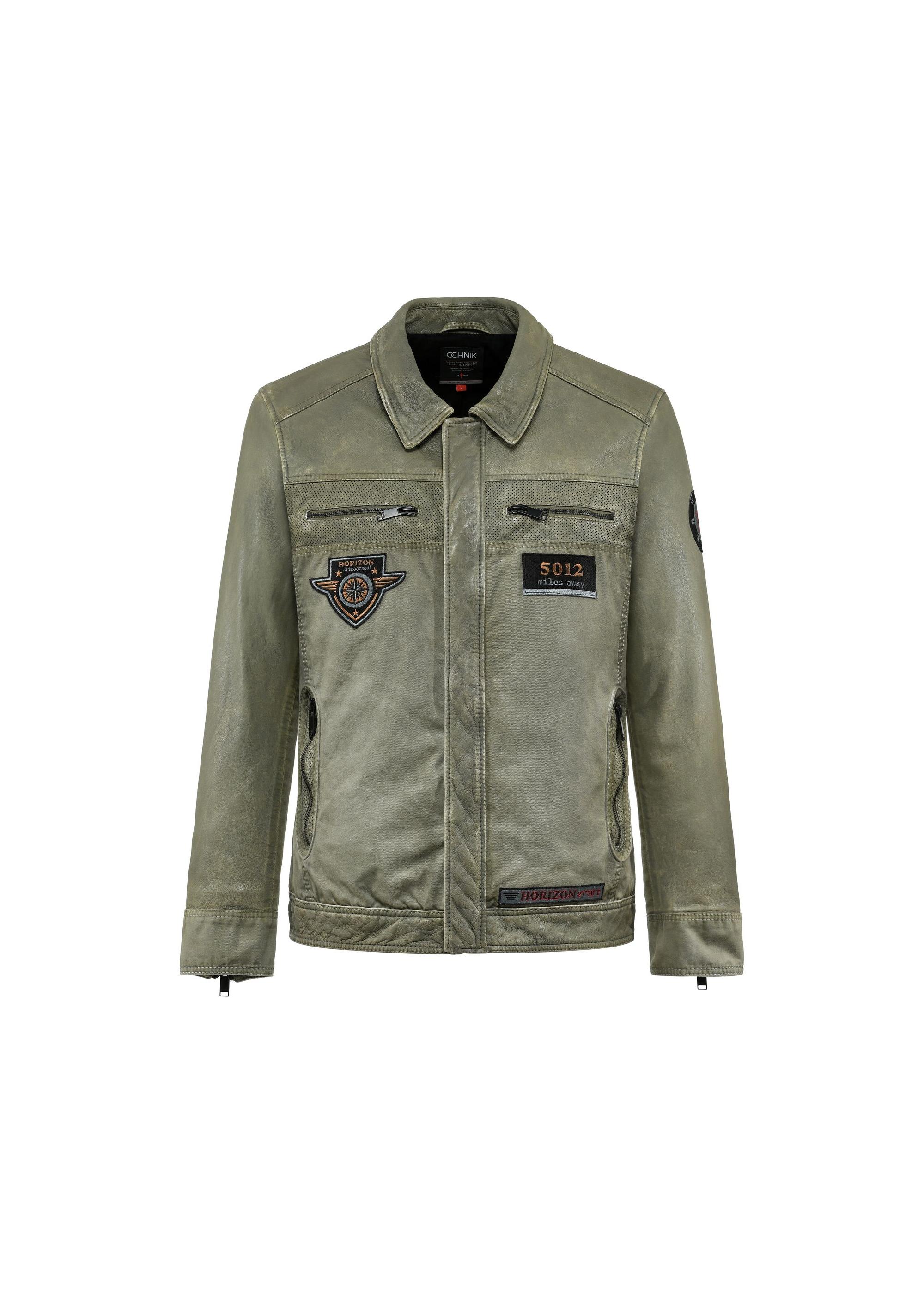 Men's transitional jacket in khaki color KURMS-0368-2844(W25)-01