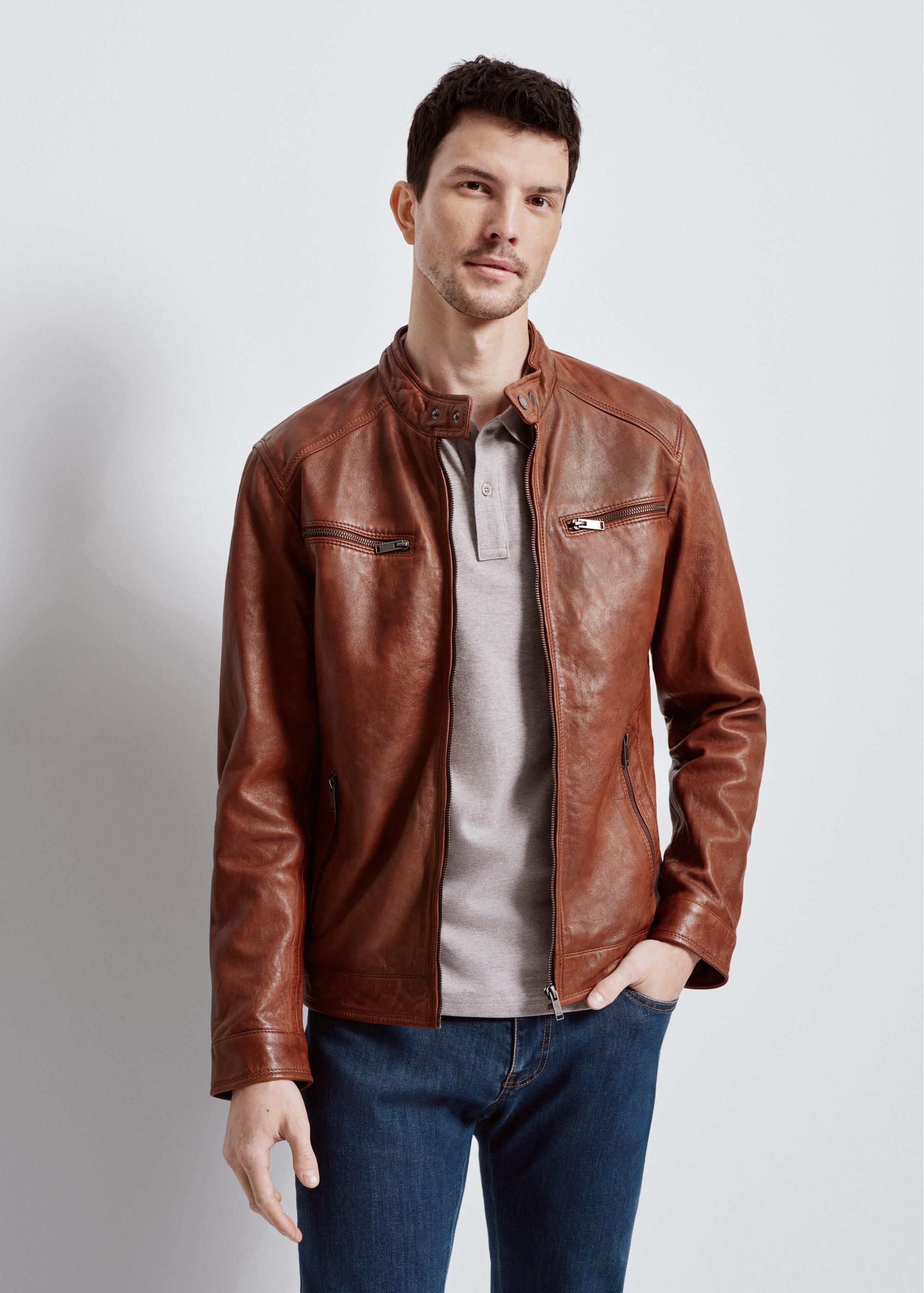 Brown leather jacket for men KURMS-0326-1363(W24)-04