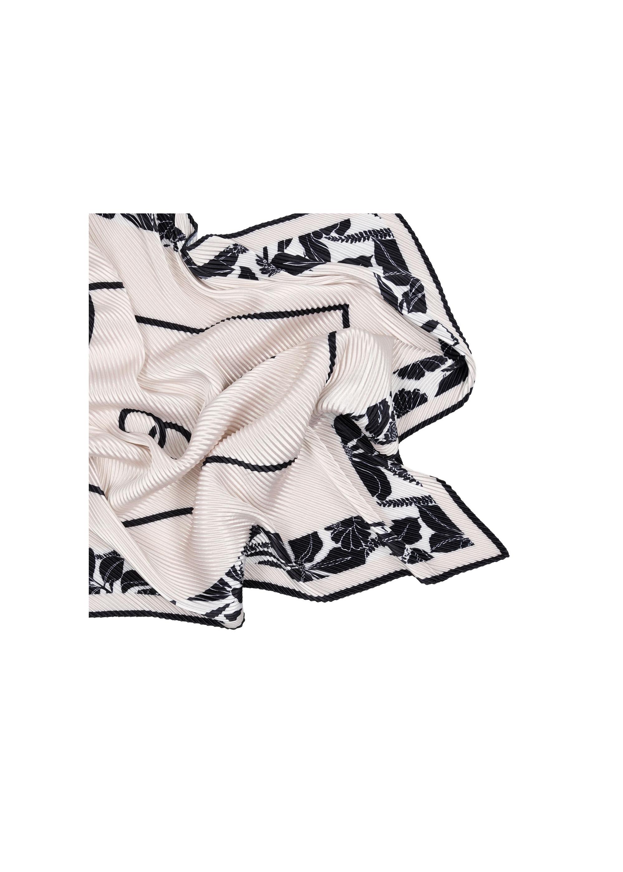 Women's scarf in black and cream floral pattern SZADT-0172-98(W24)-03