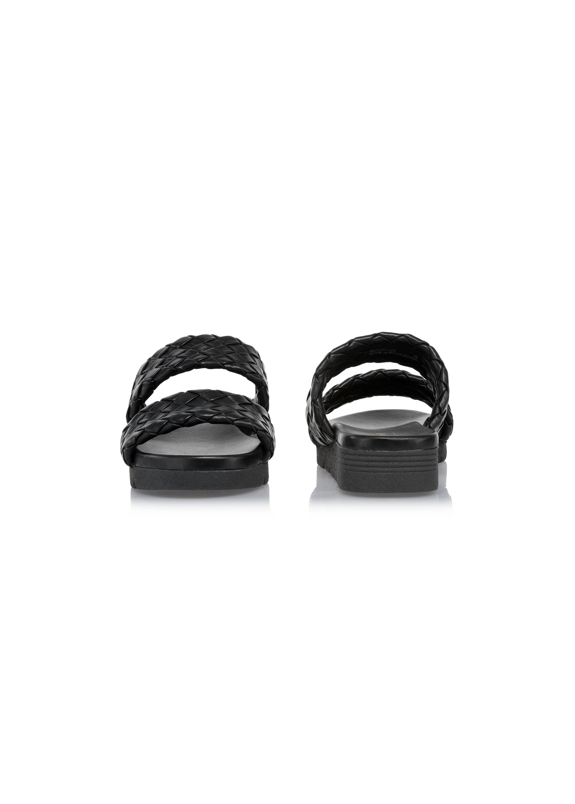 Black leather platform flip-flops BUTYD-1063-99(W24)-03