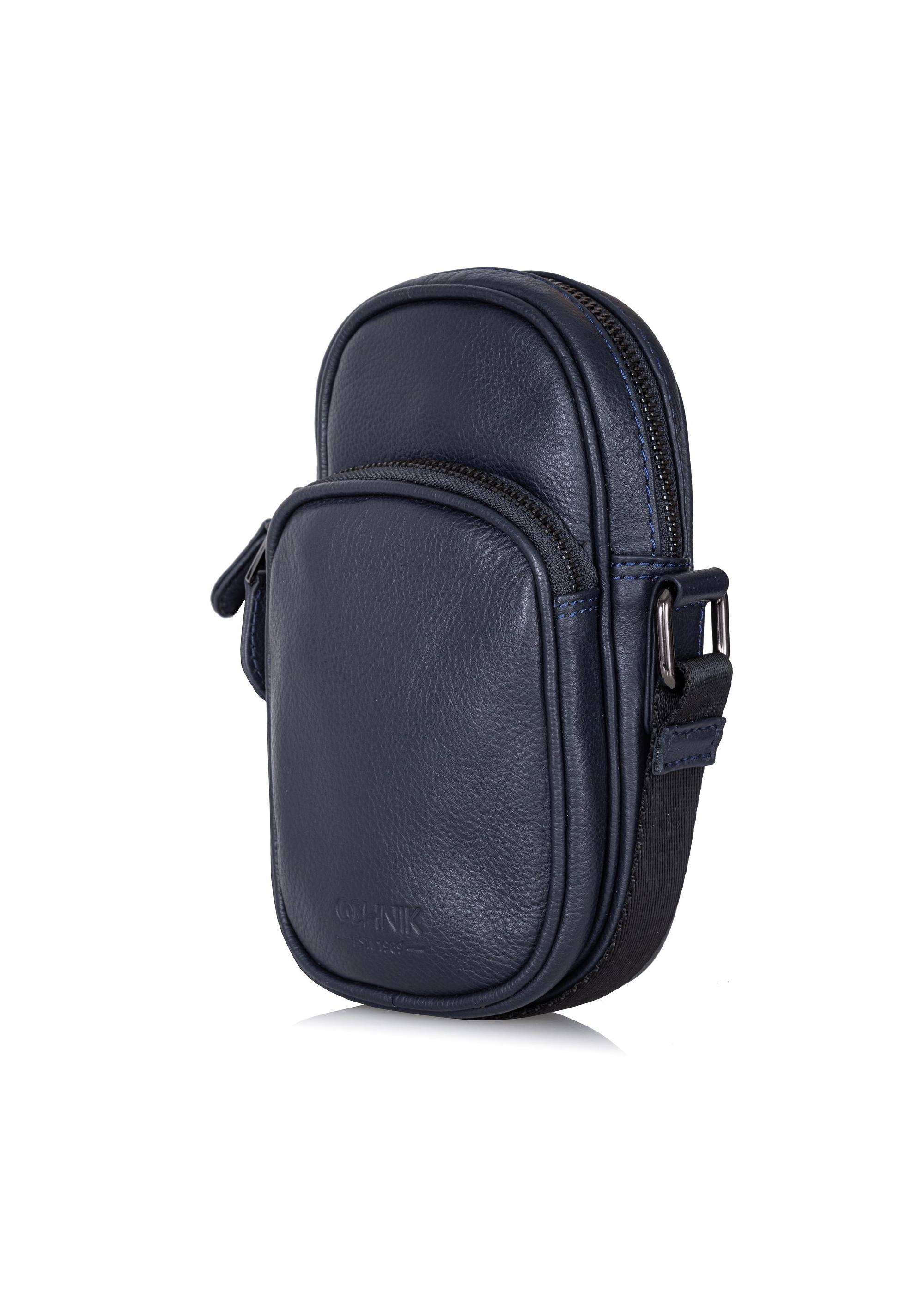 Men's navy blue leather sachet TORMS-0409-69(W24)-02