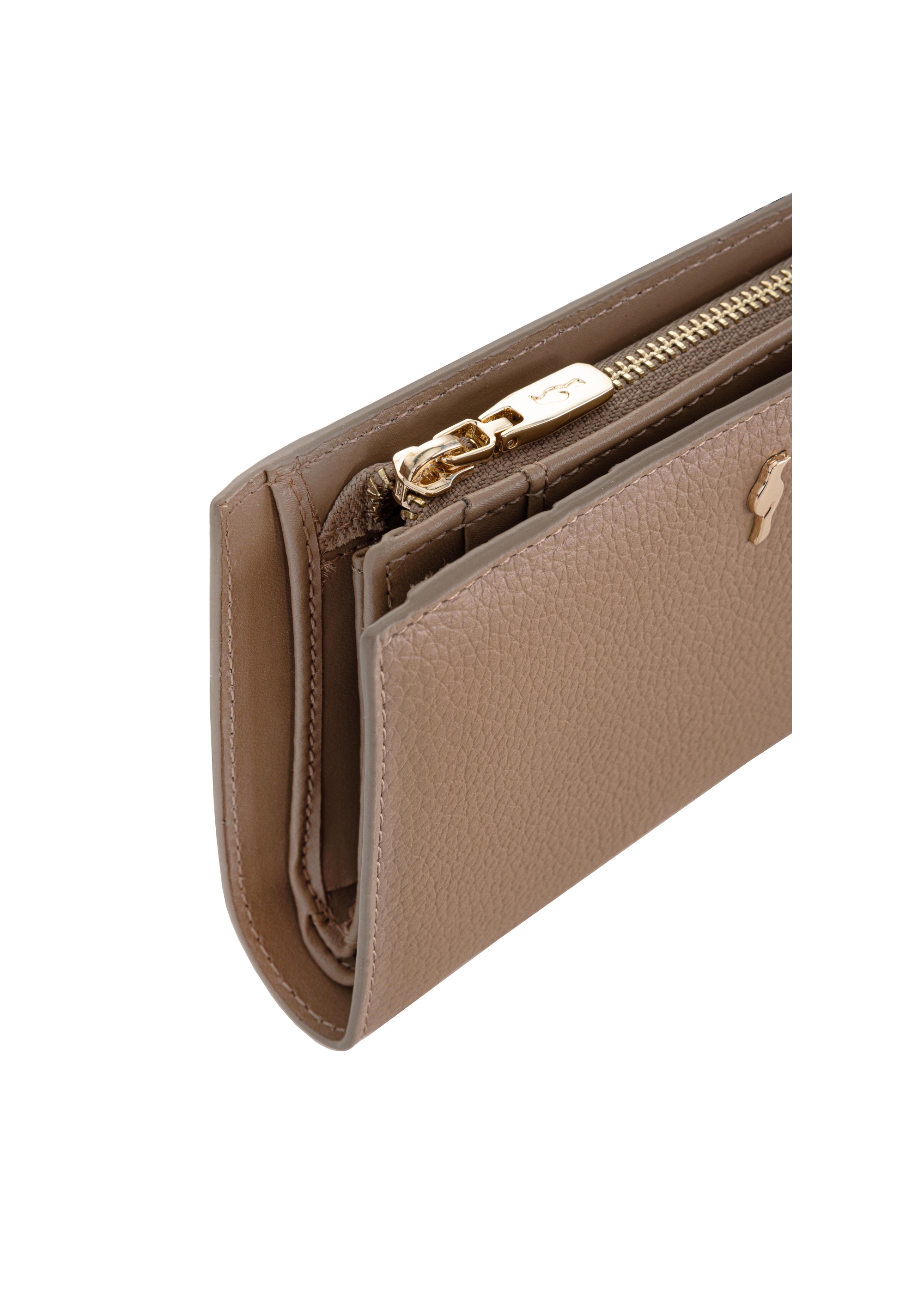 Beige leather women's wallet PORES-0834-81(W23)-07