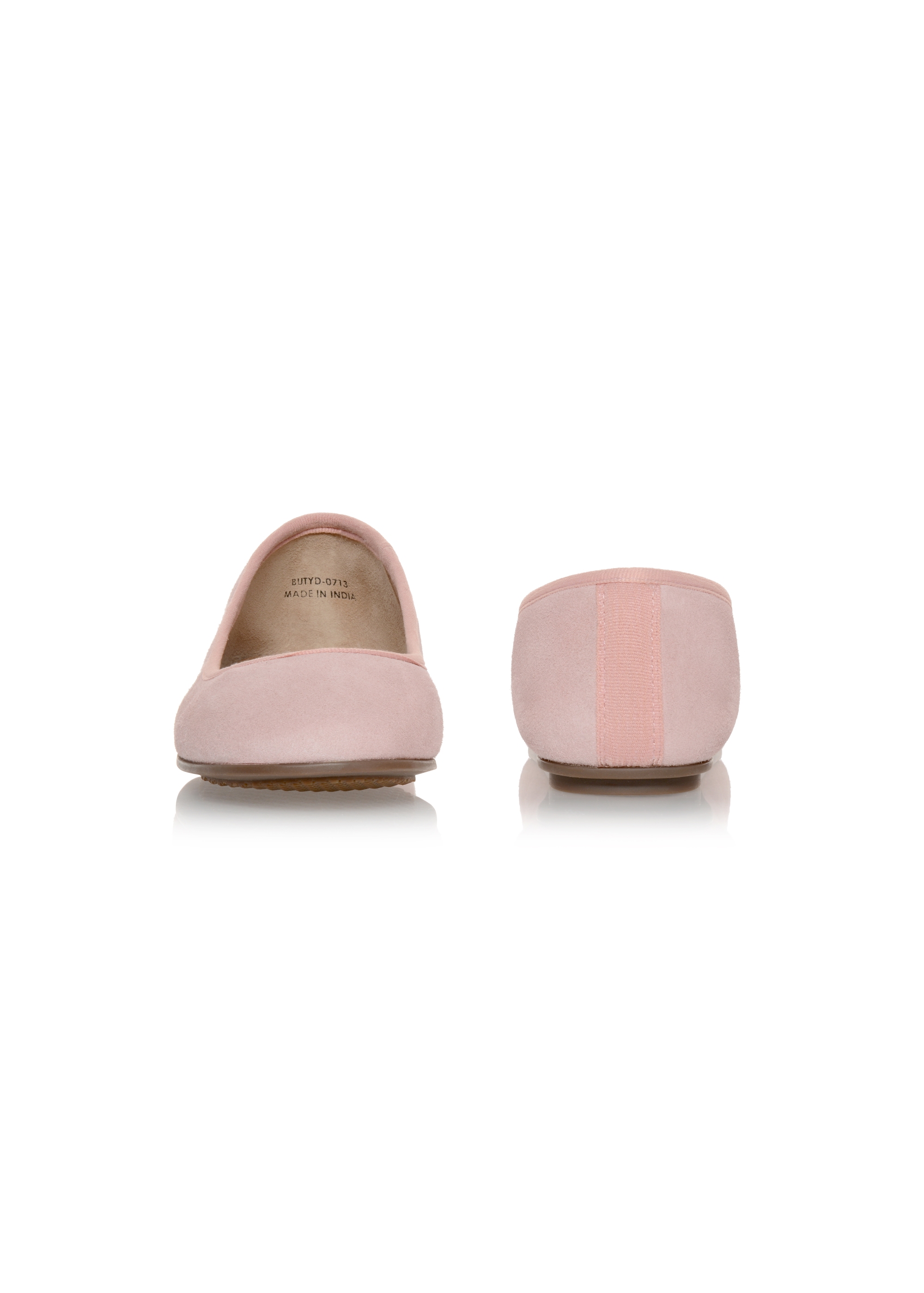 Pink velour ballerinas for women BUTYD-0713A-34(W23)-03