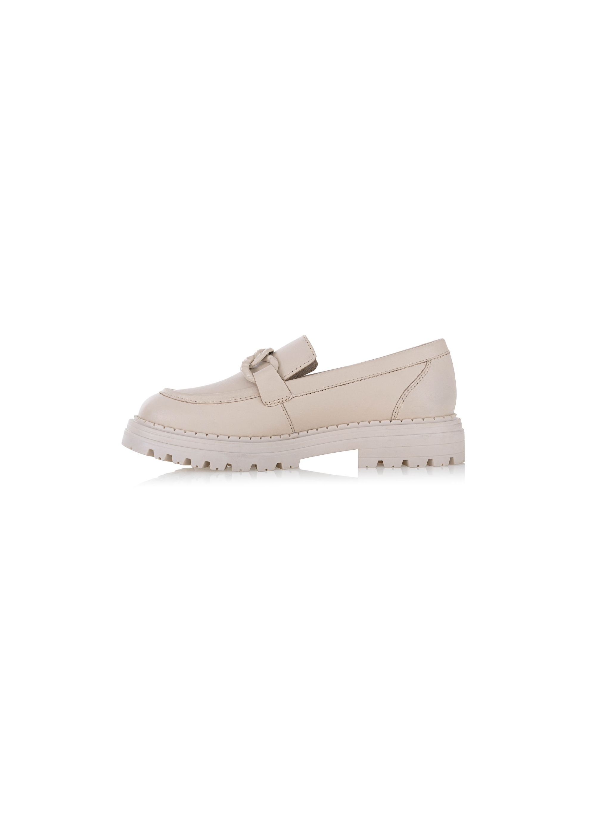 Beige leather women's moccasins BUTYD-1107-80(Z24)-03