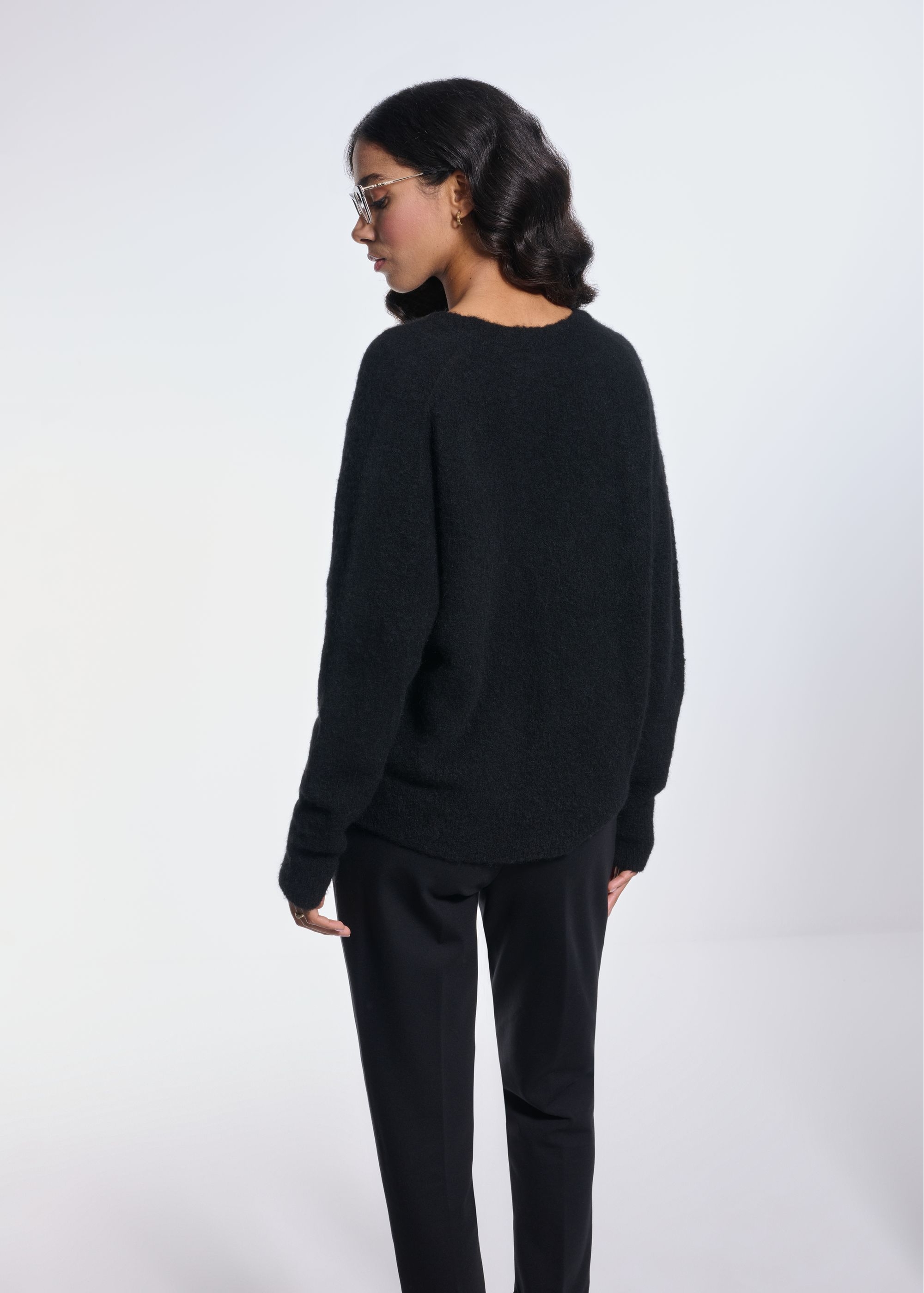 Black woolen women's sweater SWEDT-0215-99(Z24)-03