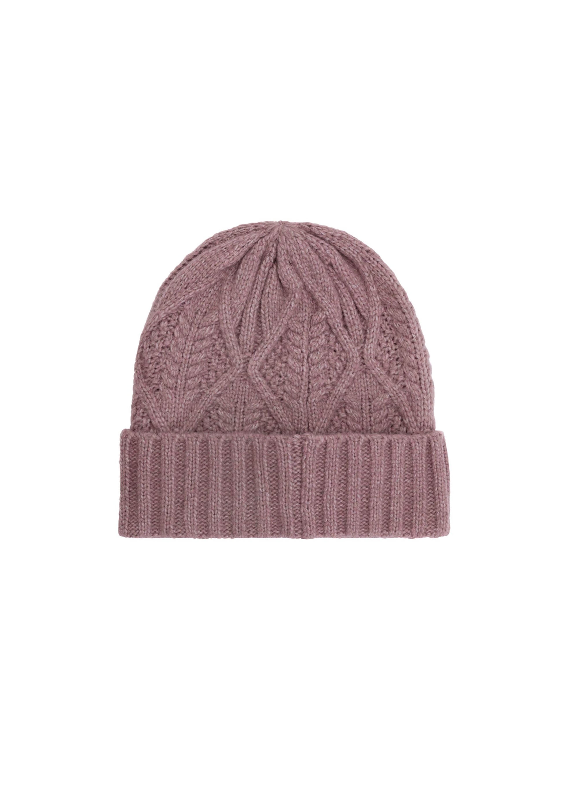 Women's winter hat in dirty pink CZADT-0191-31(Z24)-02