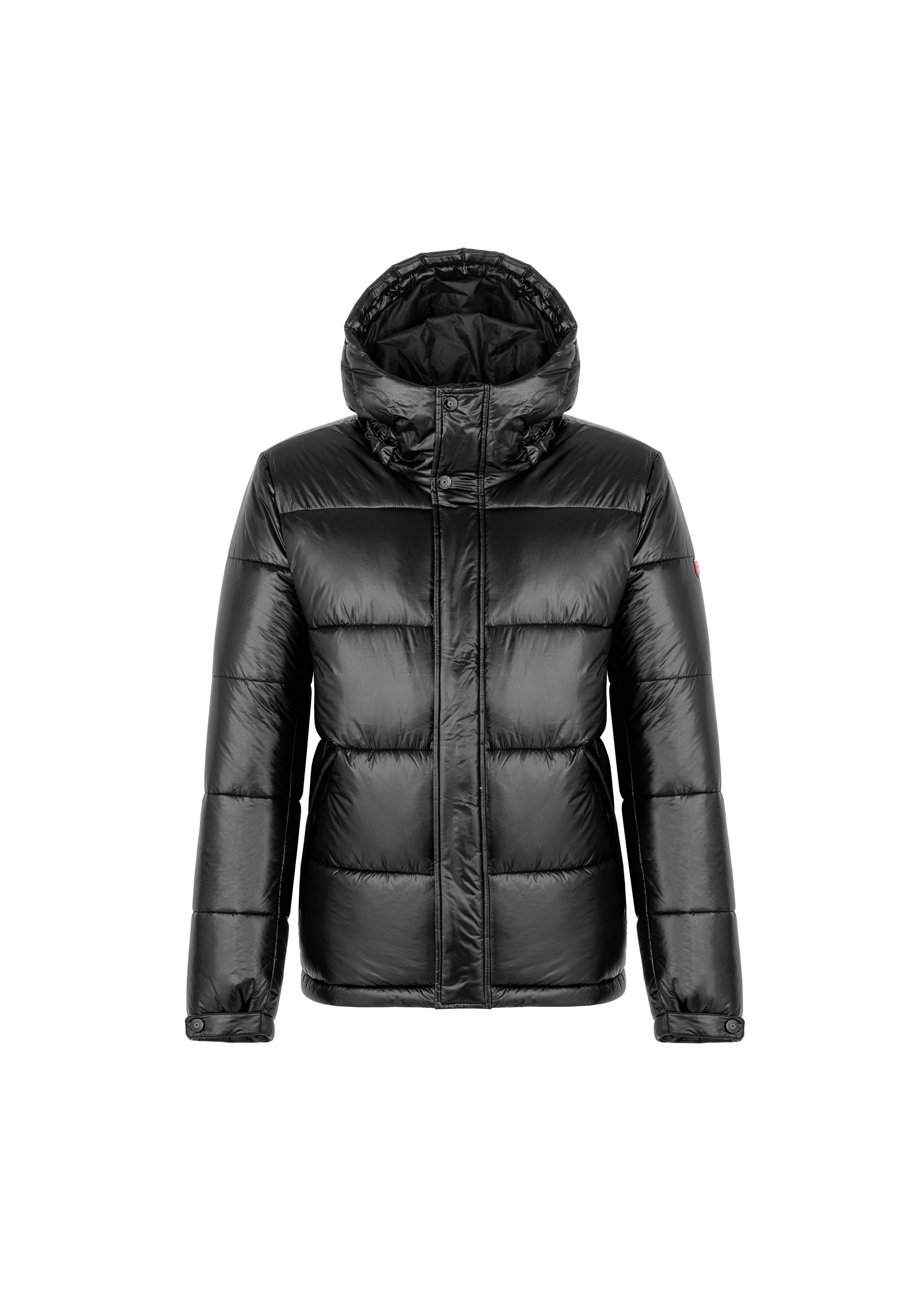 Men's black insulated jacket with hood KURMT-0340-99(Z24)-01