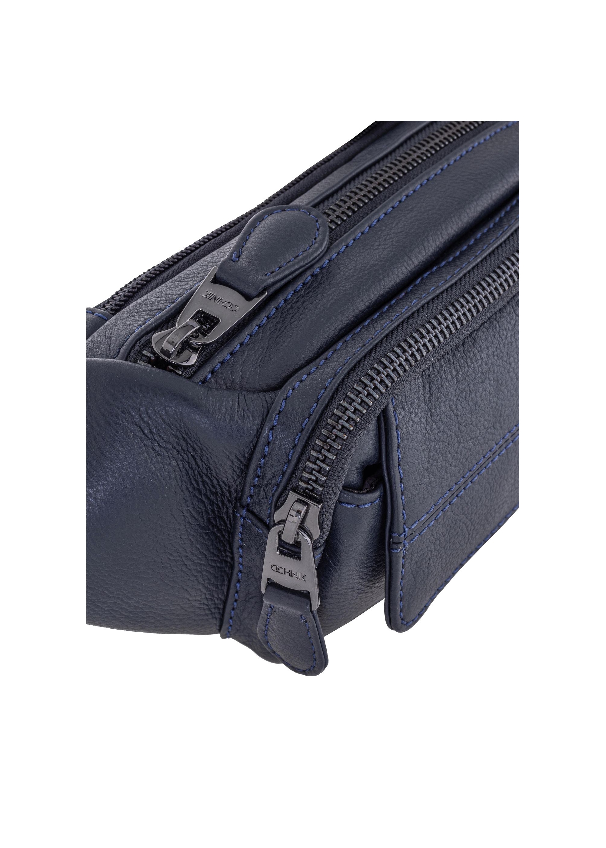 Men's navy blue leather zippered kidney TORMS-0280A-69(W24)-05