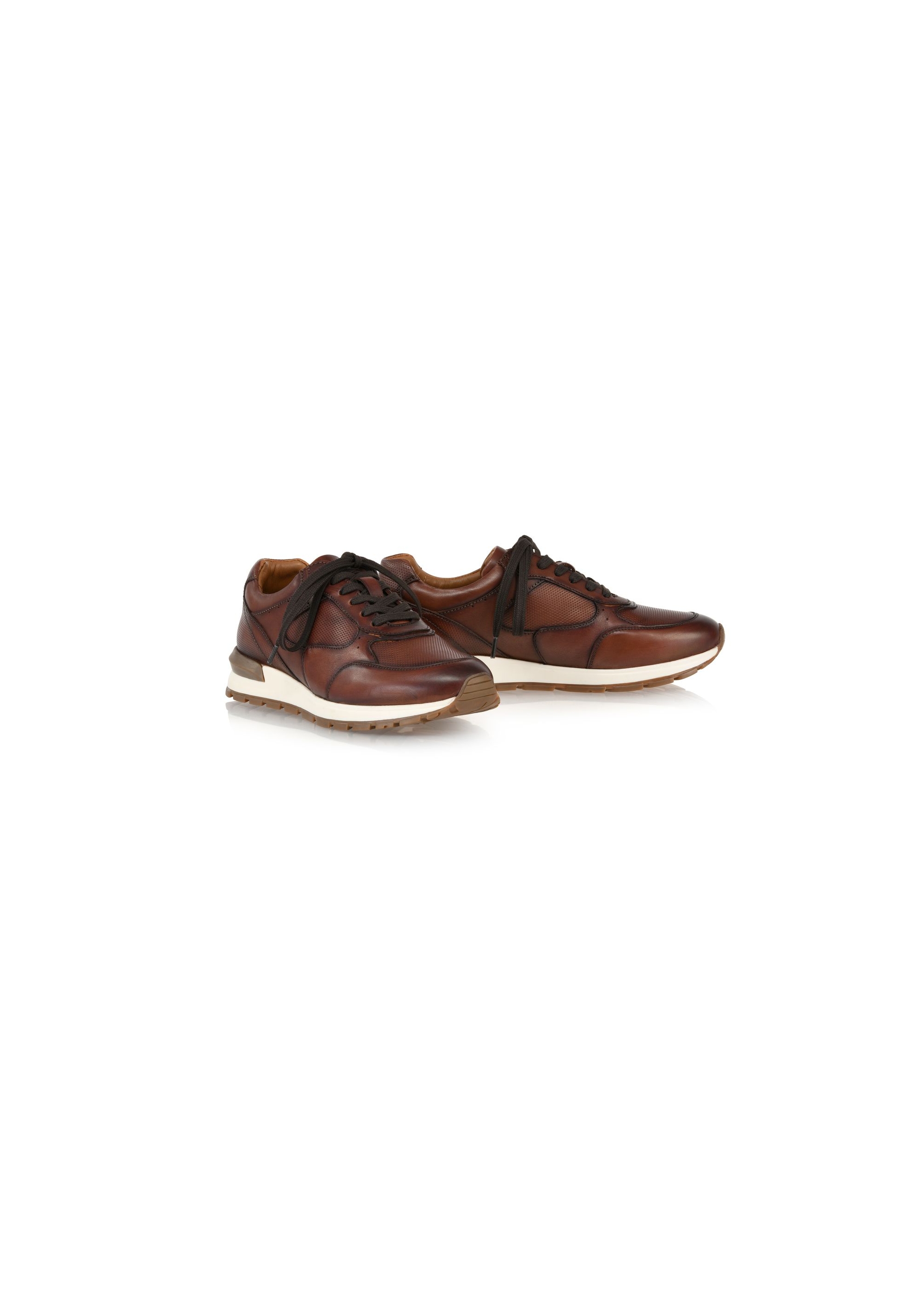 Brown leather men's sneakers BUTYM-0480-88(Z24)-02