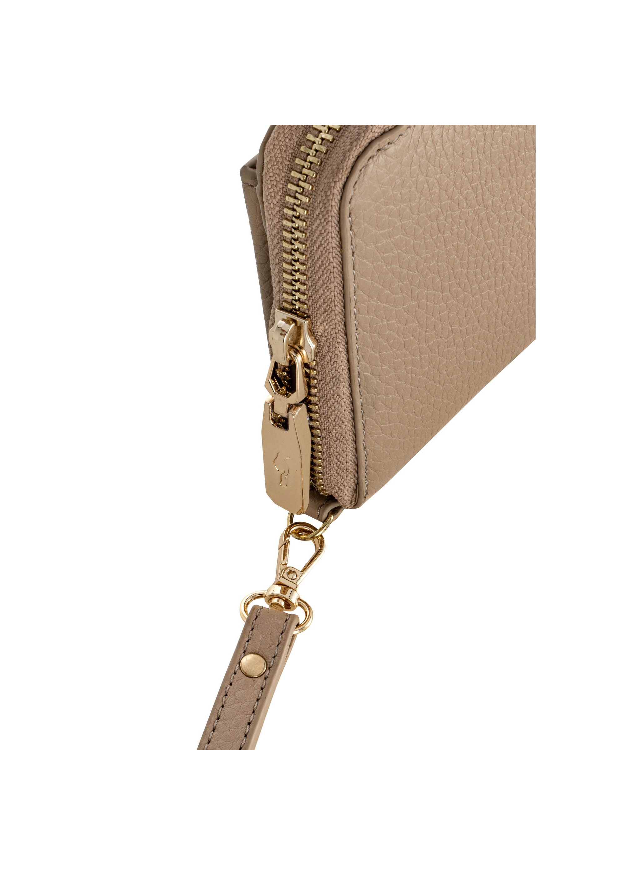 Beige leather women's belt wallet PORES-0897-80(W24)-06