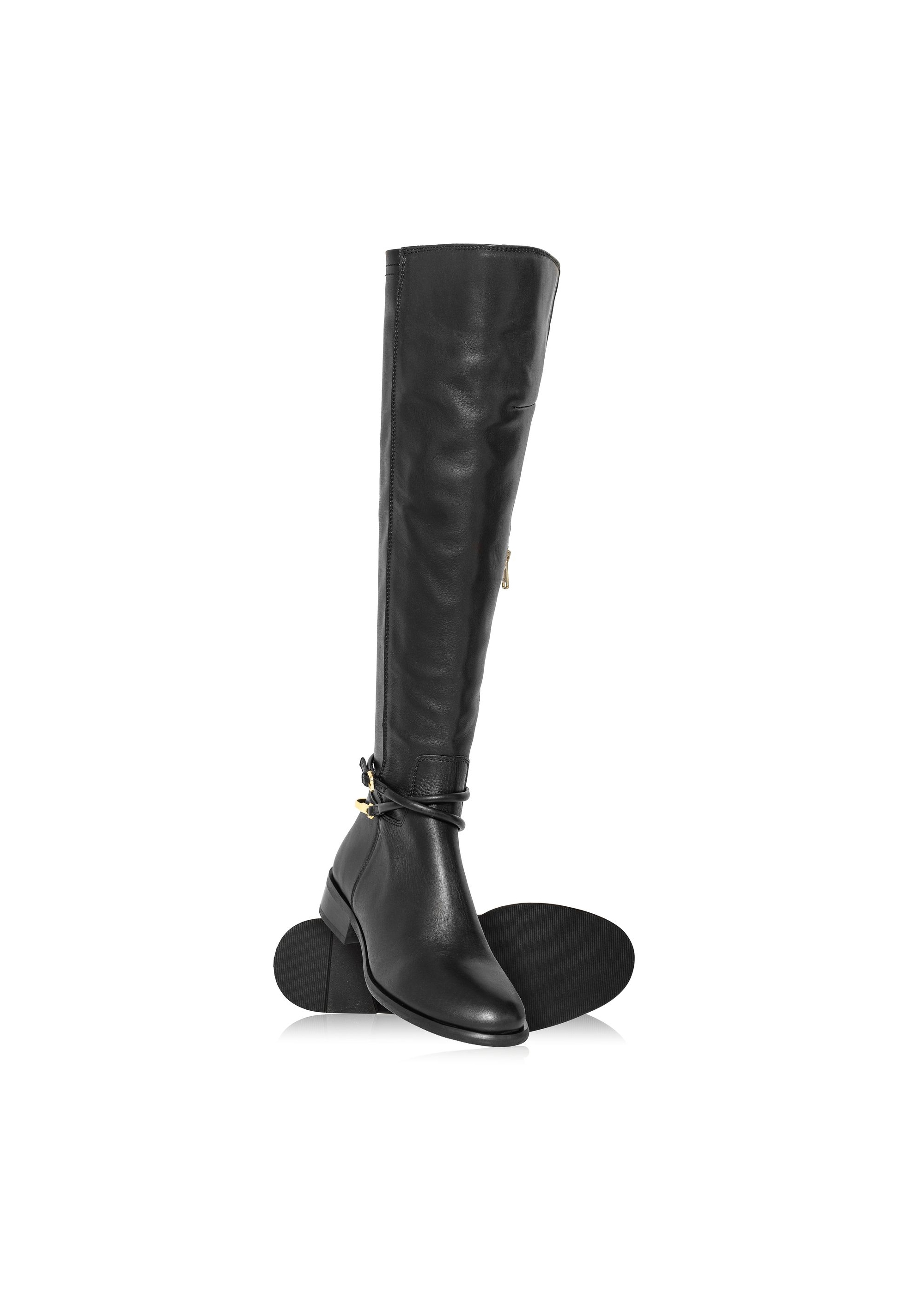 Black leather women's boots BUTYD-1136-99(Z24)