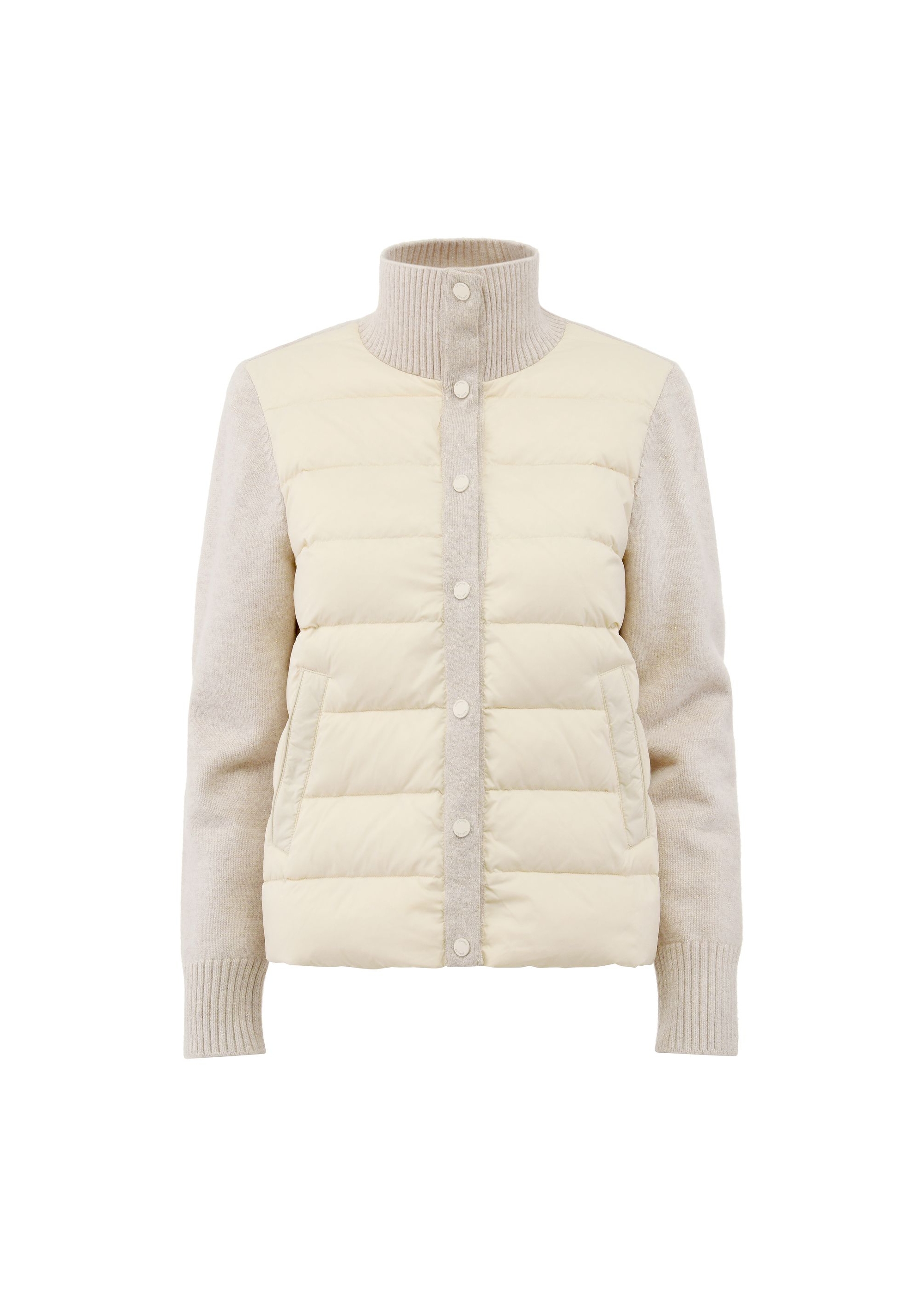 Beige insulated women's jacket with wool KURDT-0581-81(W25)-05