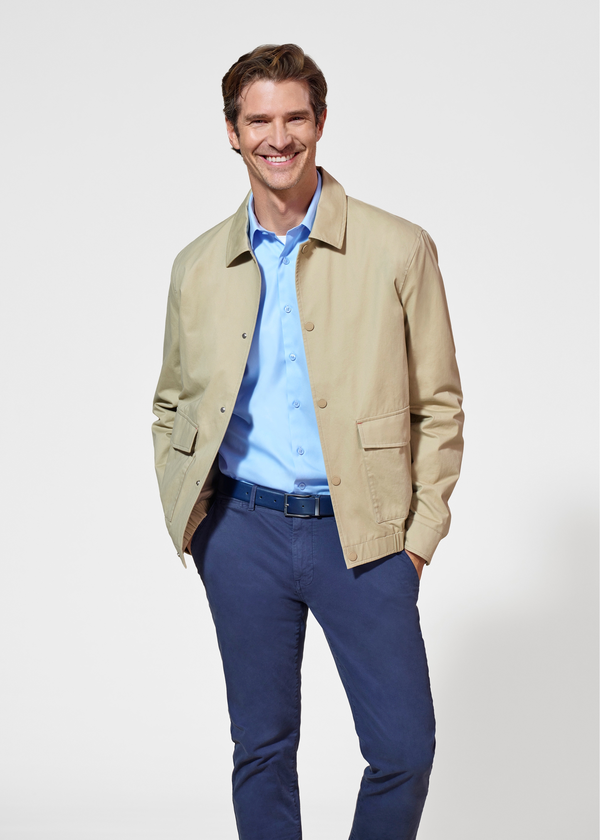 Beige men's transition jacket KURMT-0365-82(W25)-01