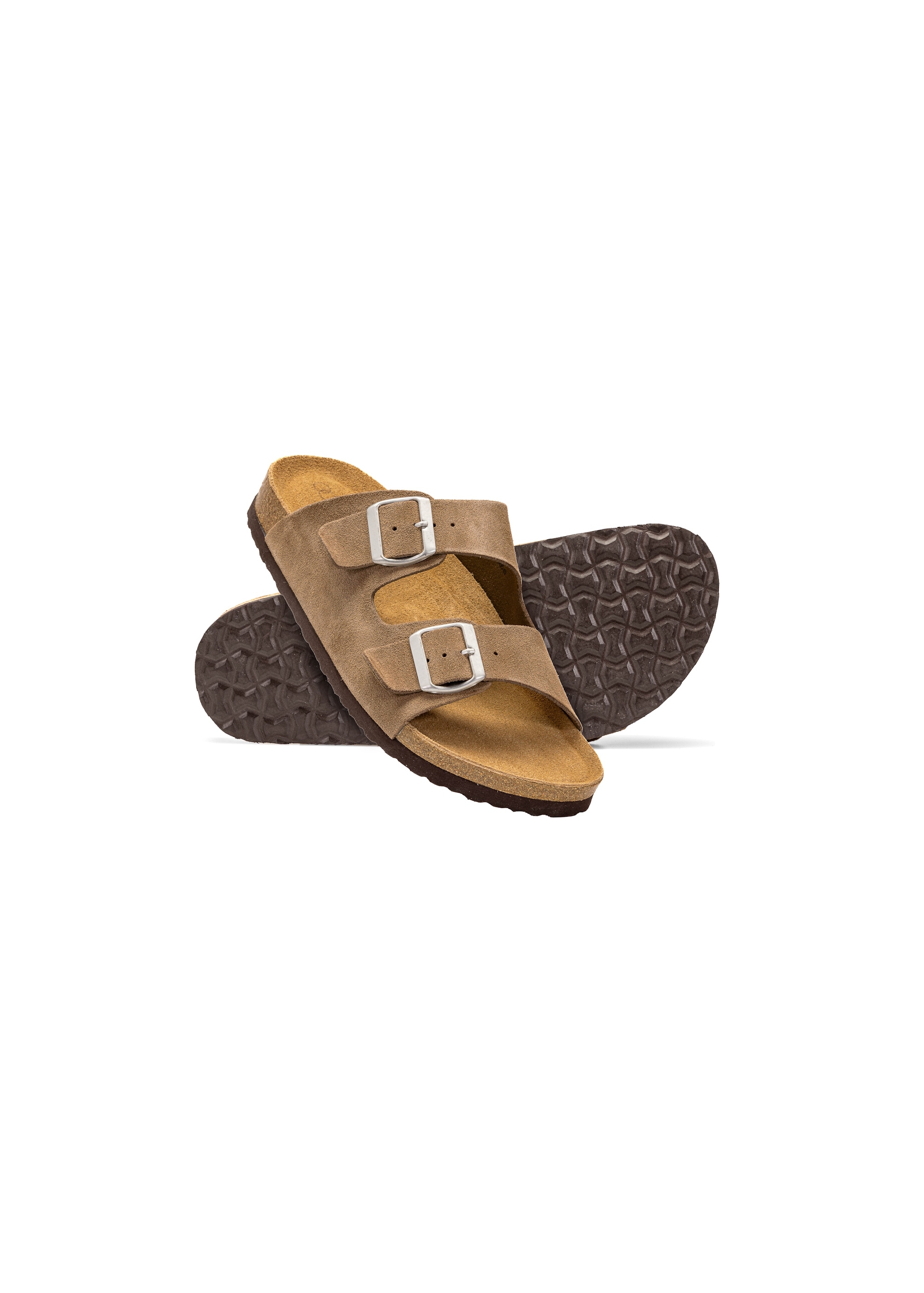 Dark beige leather men's flip-flops BUTYM-0495-82(W25)-05