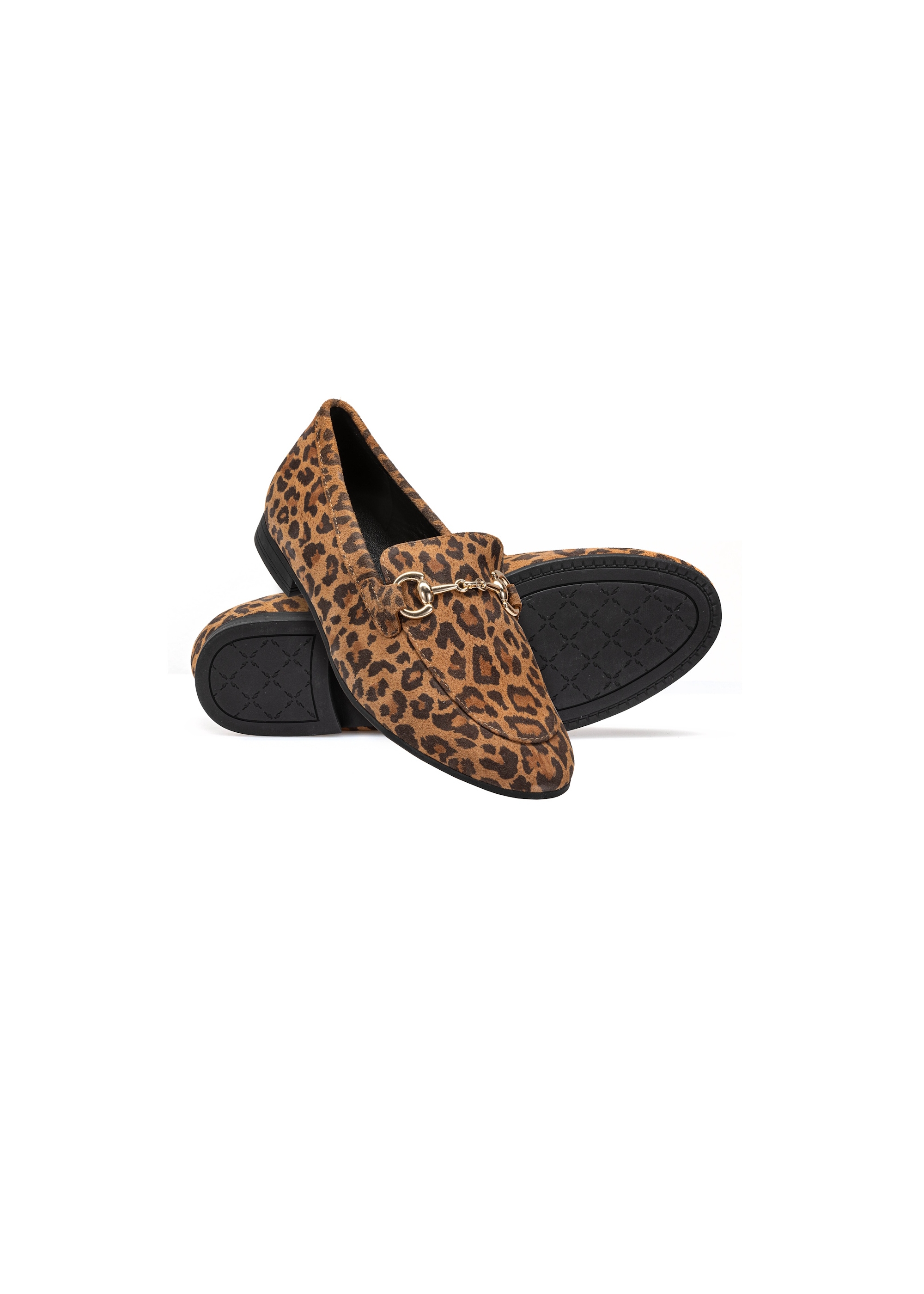 Women's leather loafers in leopard print BUTYD-1181-86(W25)-05