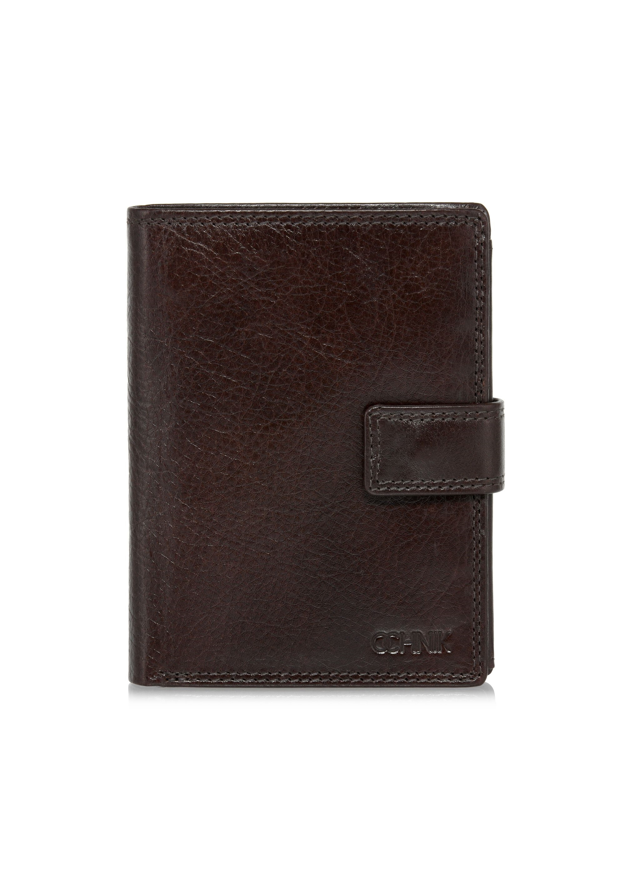 Leather clasp brown men's wallet PORMS-0605-89(W24)-01