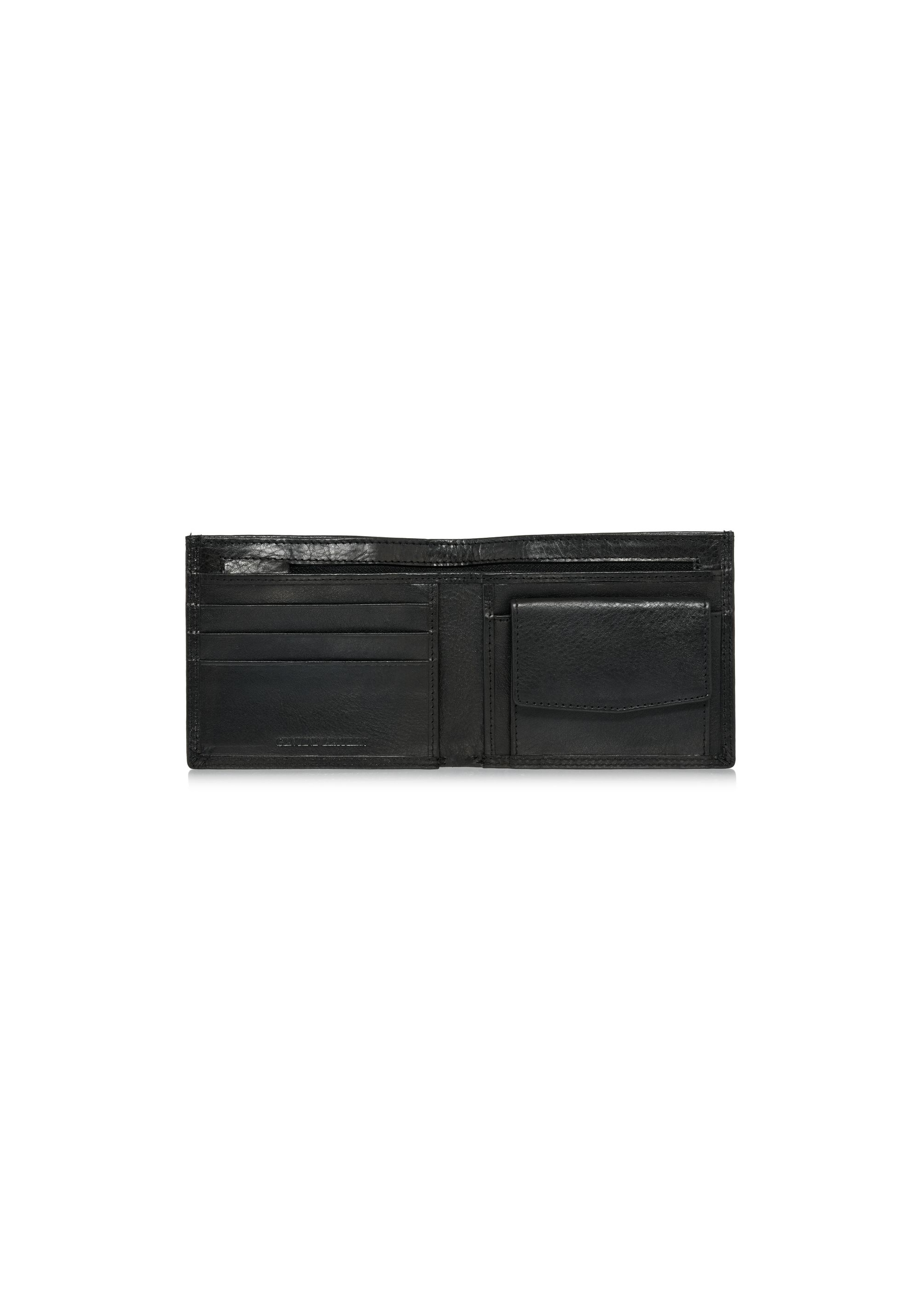 Unbuttoned black leather men's wallet PORMS-0551-99(W24)-04