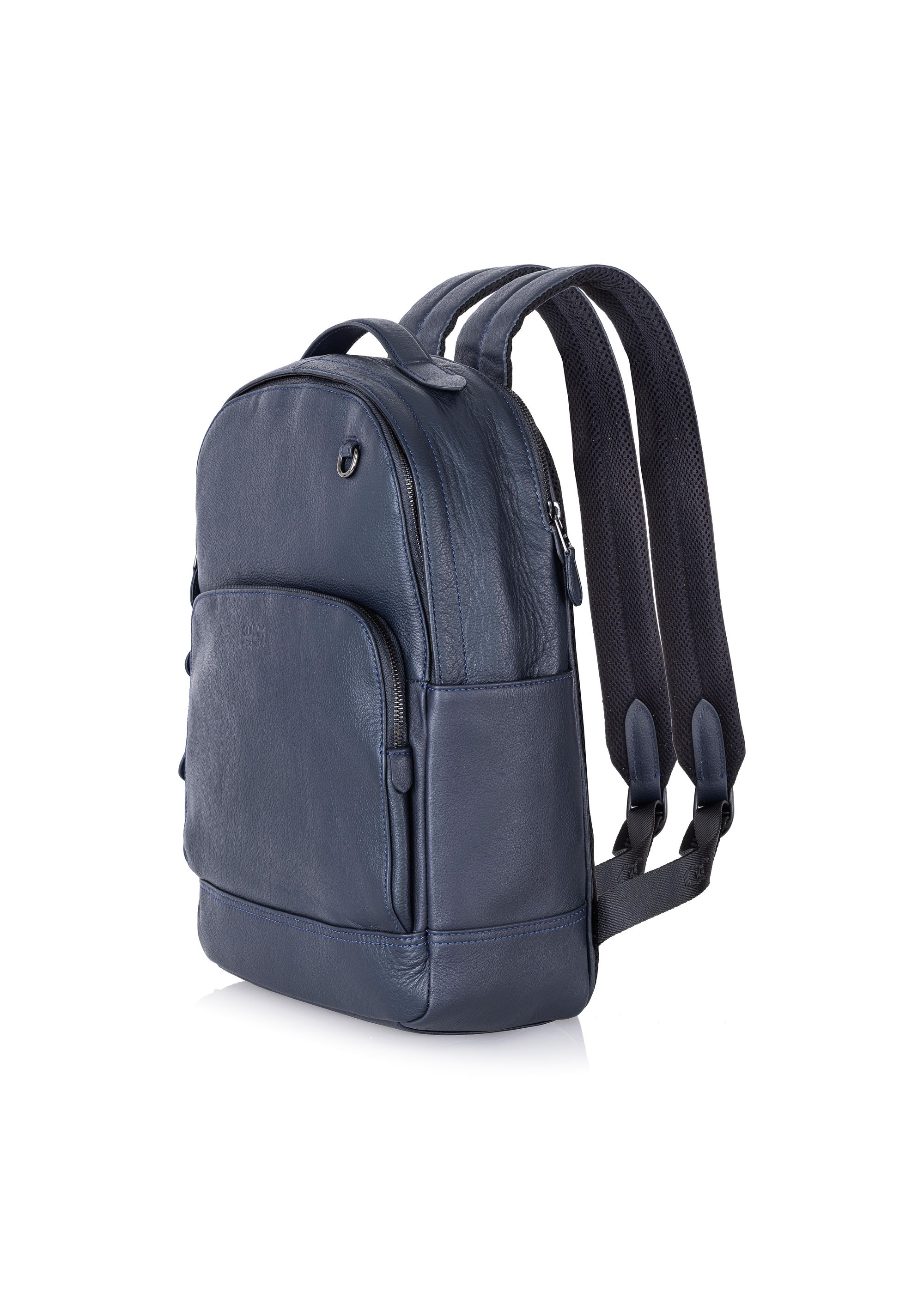 Navy blue leather men's backpack PLCMS-0018-69(W24)-06