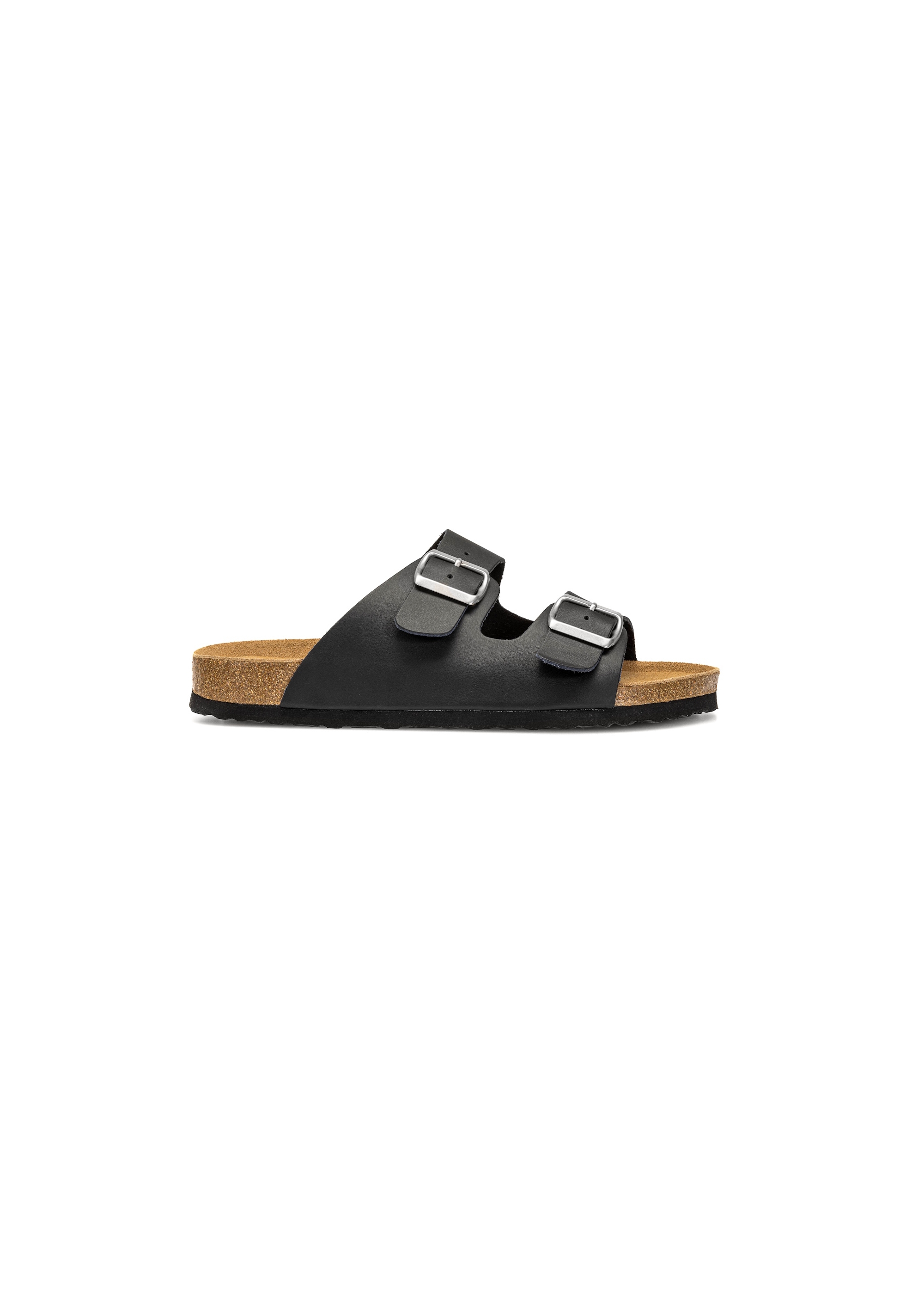 Black leather men's flip-flops BUTYM-0495-99(W25)-01