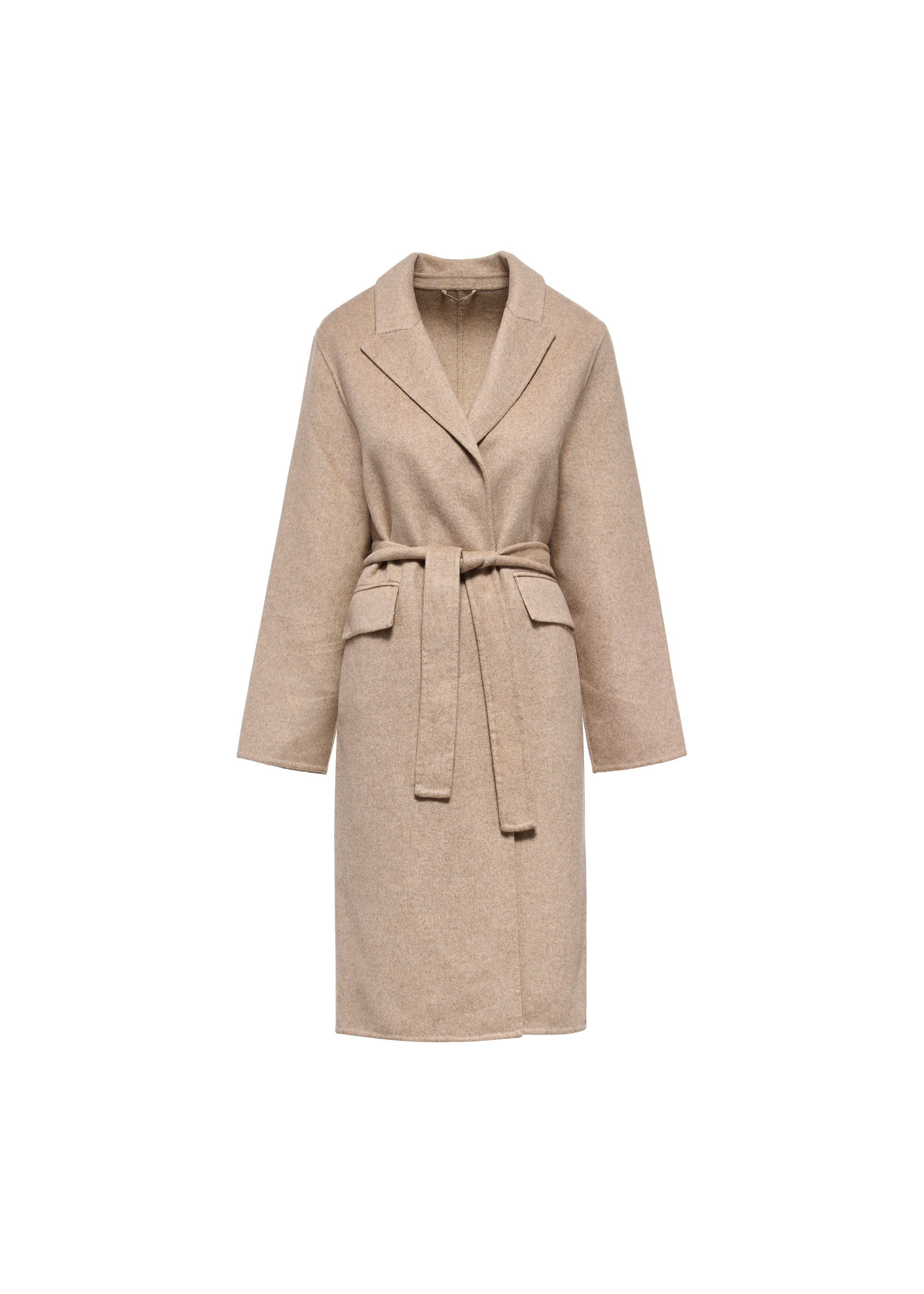 Beige woolen women's coat PLADT-0051-81(W25)-01