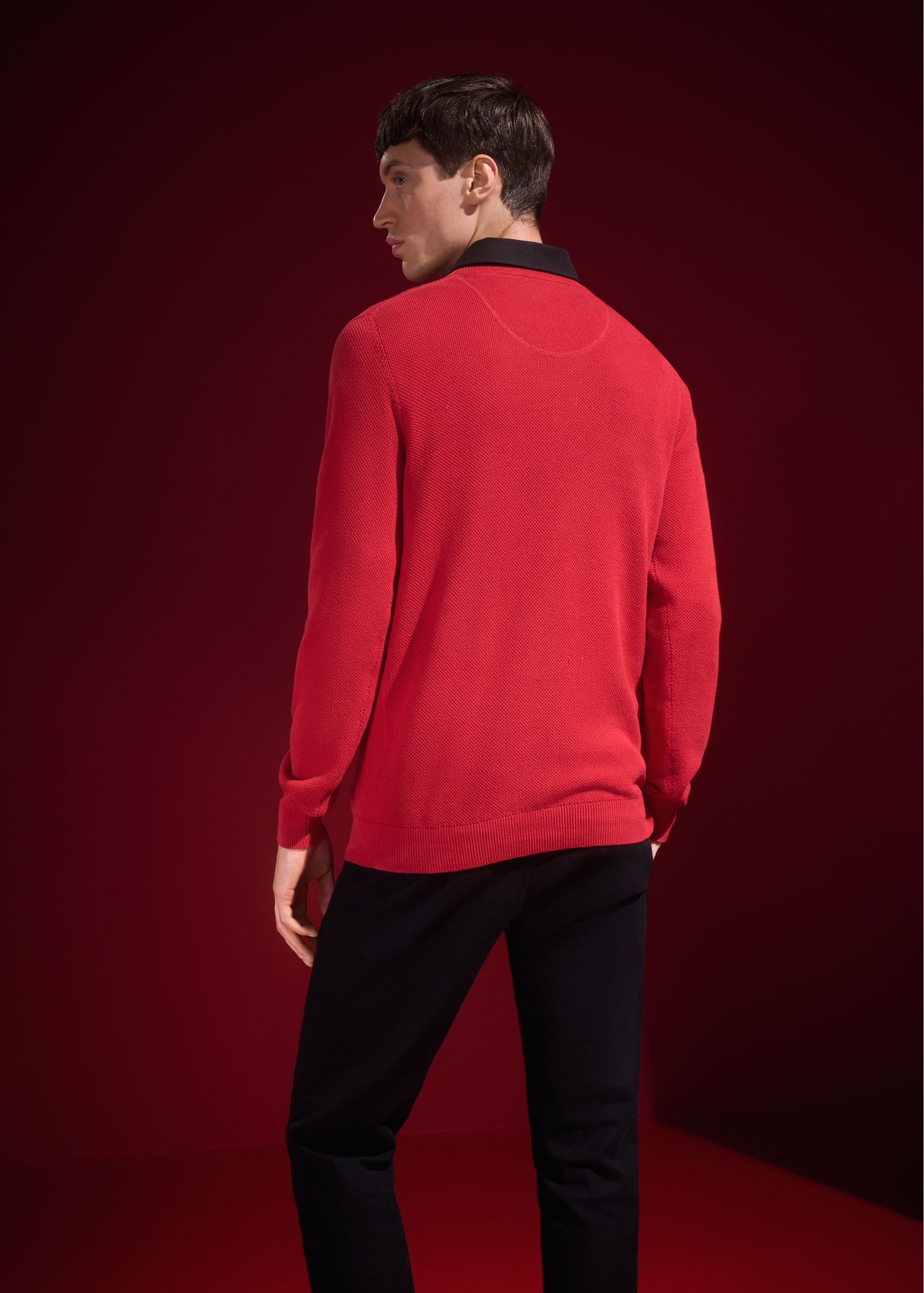 Red cotton men's sweater SWEMT-0160-42(Z24)