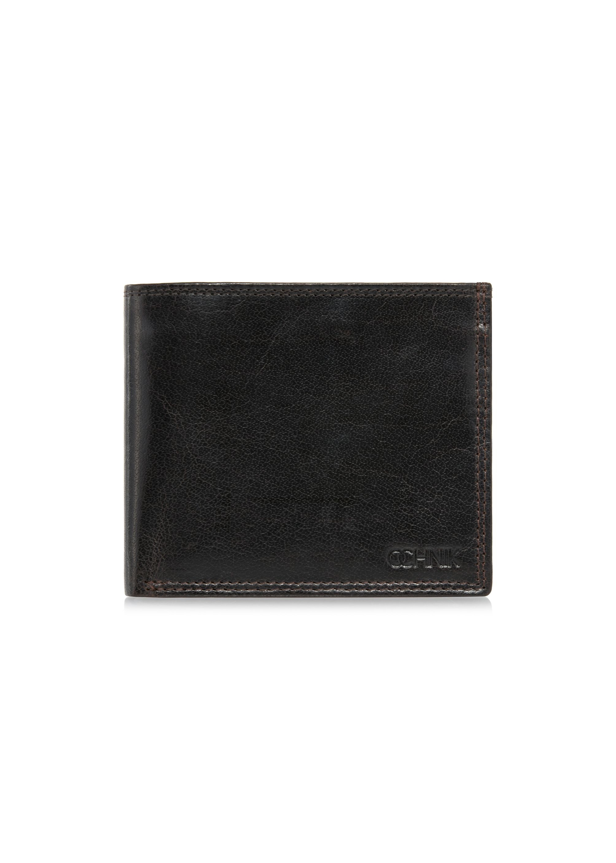 Brown unbuttoned leather men's wallet PORMS-0555-89(W24)-01