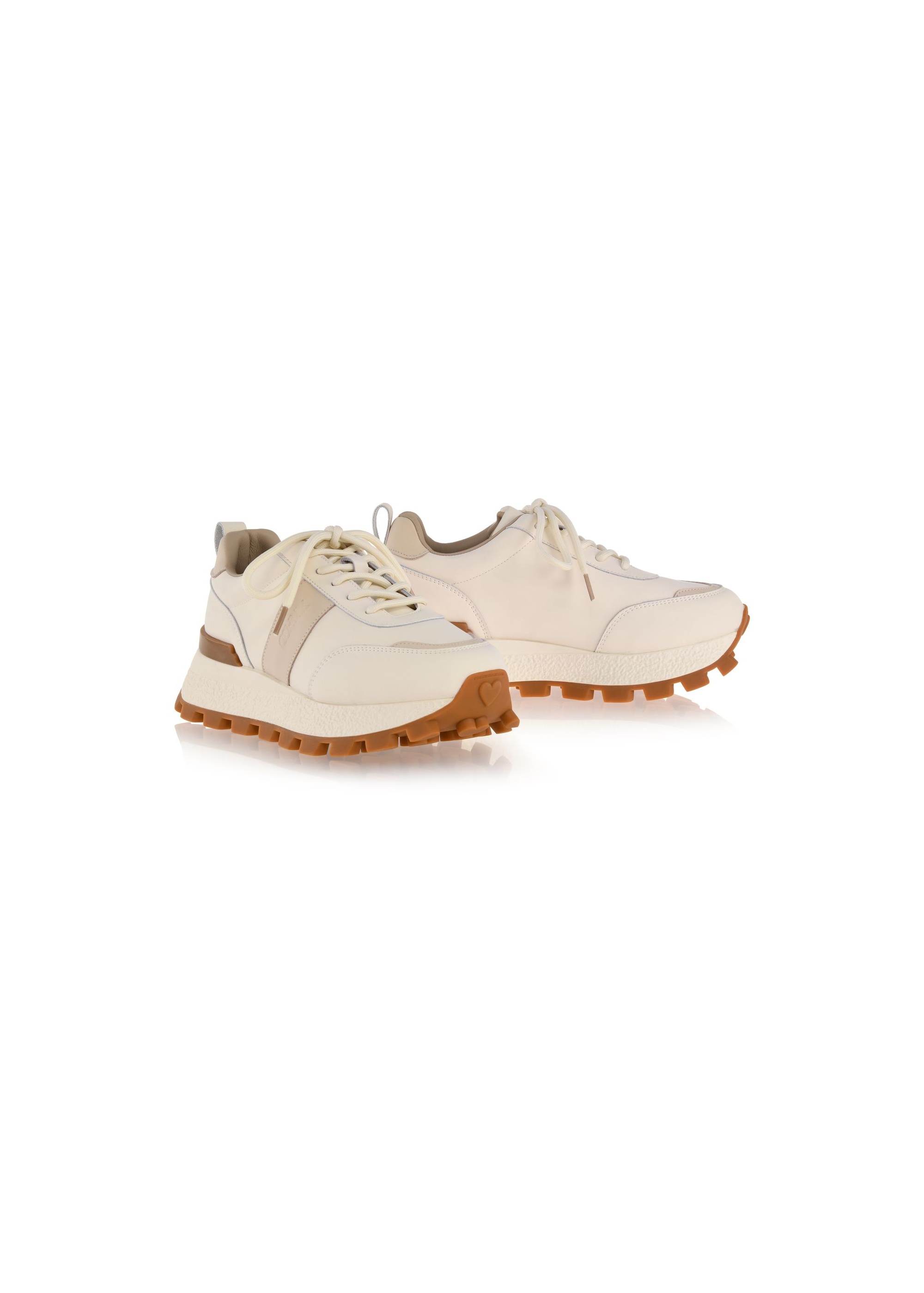 Beige leather women's sneakers BUTYD-1142-81(Z24)-04