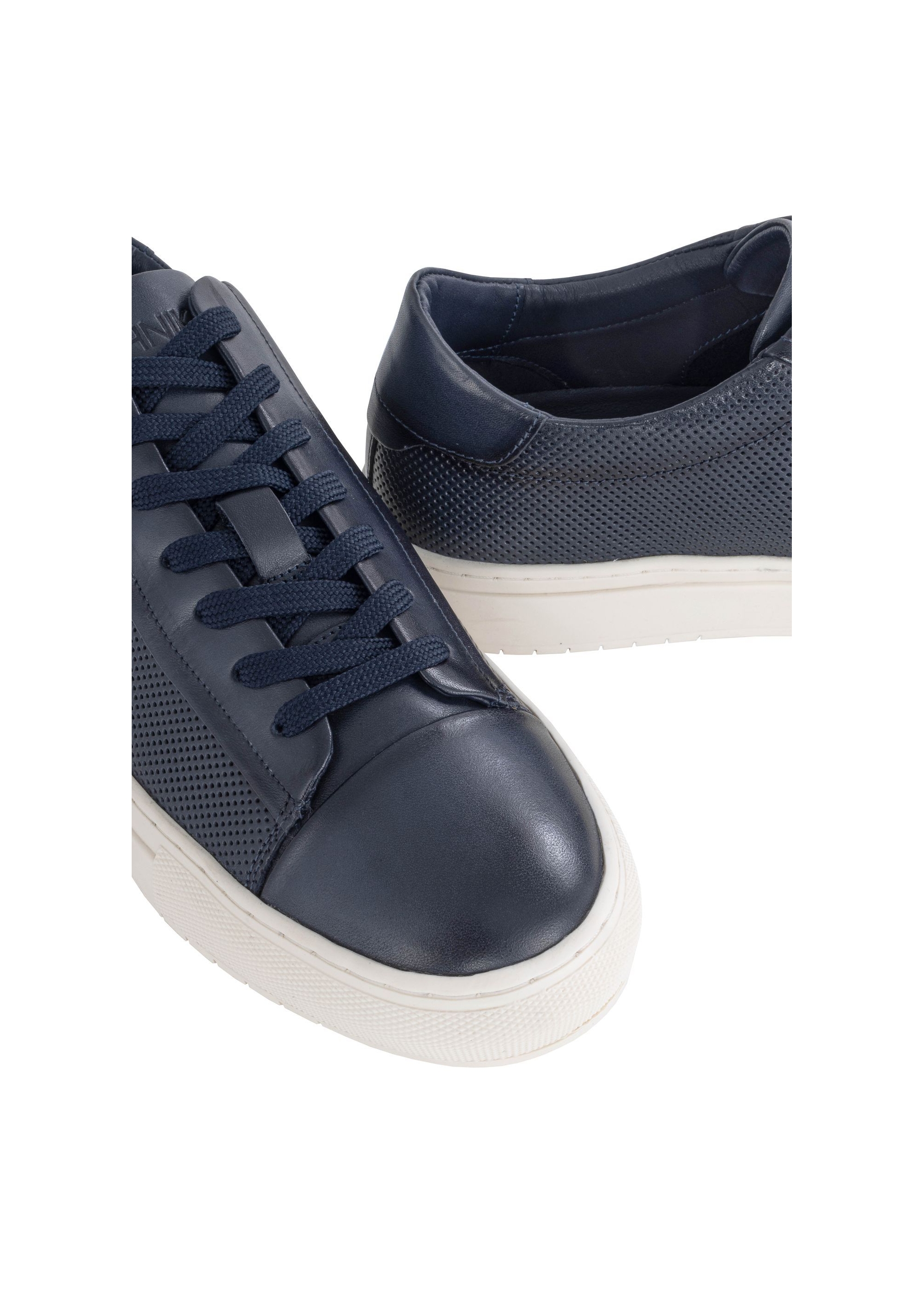 Men's navy blue leather sneakers BUTYM-0458-69(W24)-06