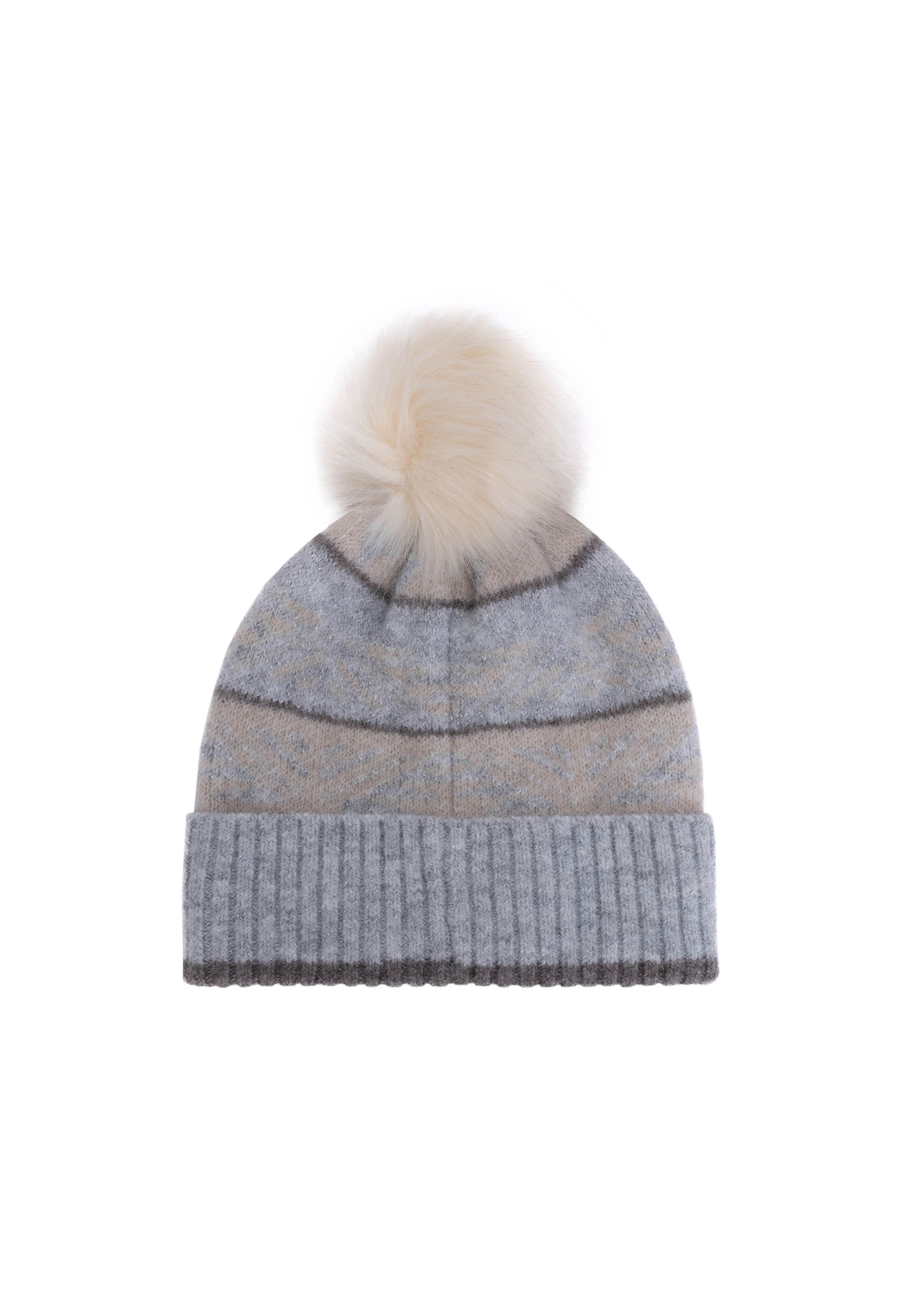 Women's winter hat with stripes CZADT-0190-61(Z24)-02