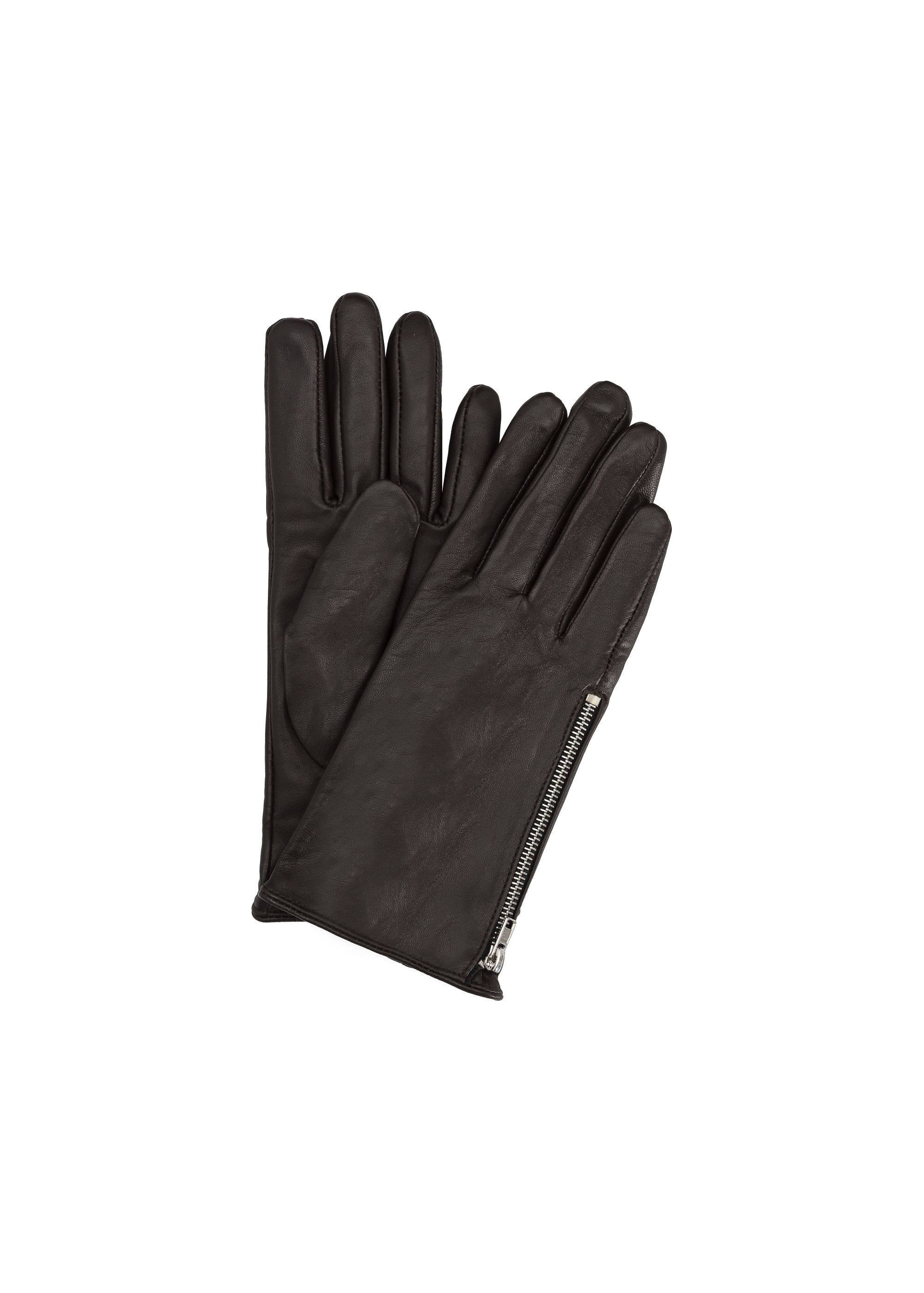 Women's leather gloves with zipper REKDS-0003-90(Z24)-01