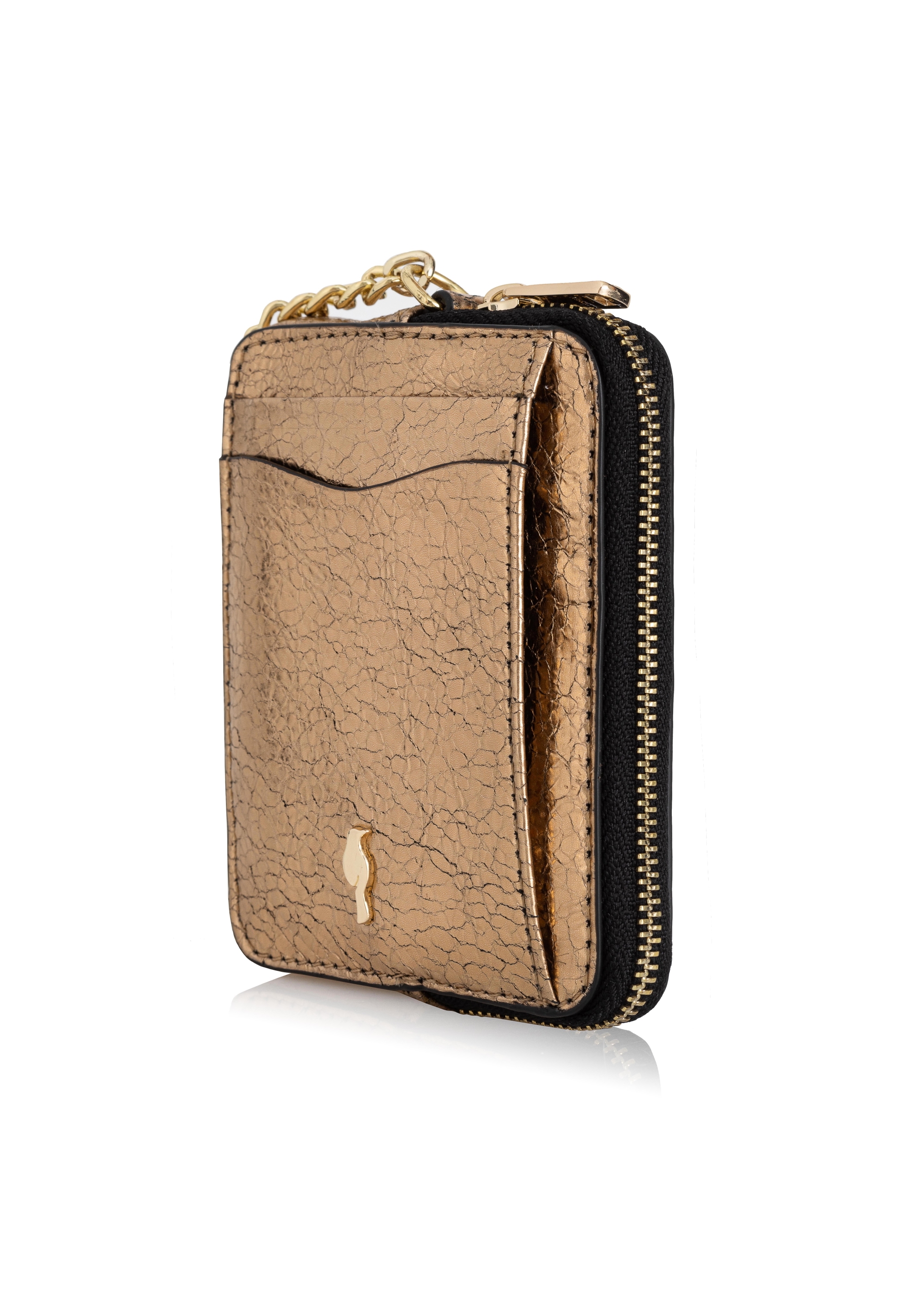 Women's small gold leather wallet PORES-0879-28(Z23)-05