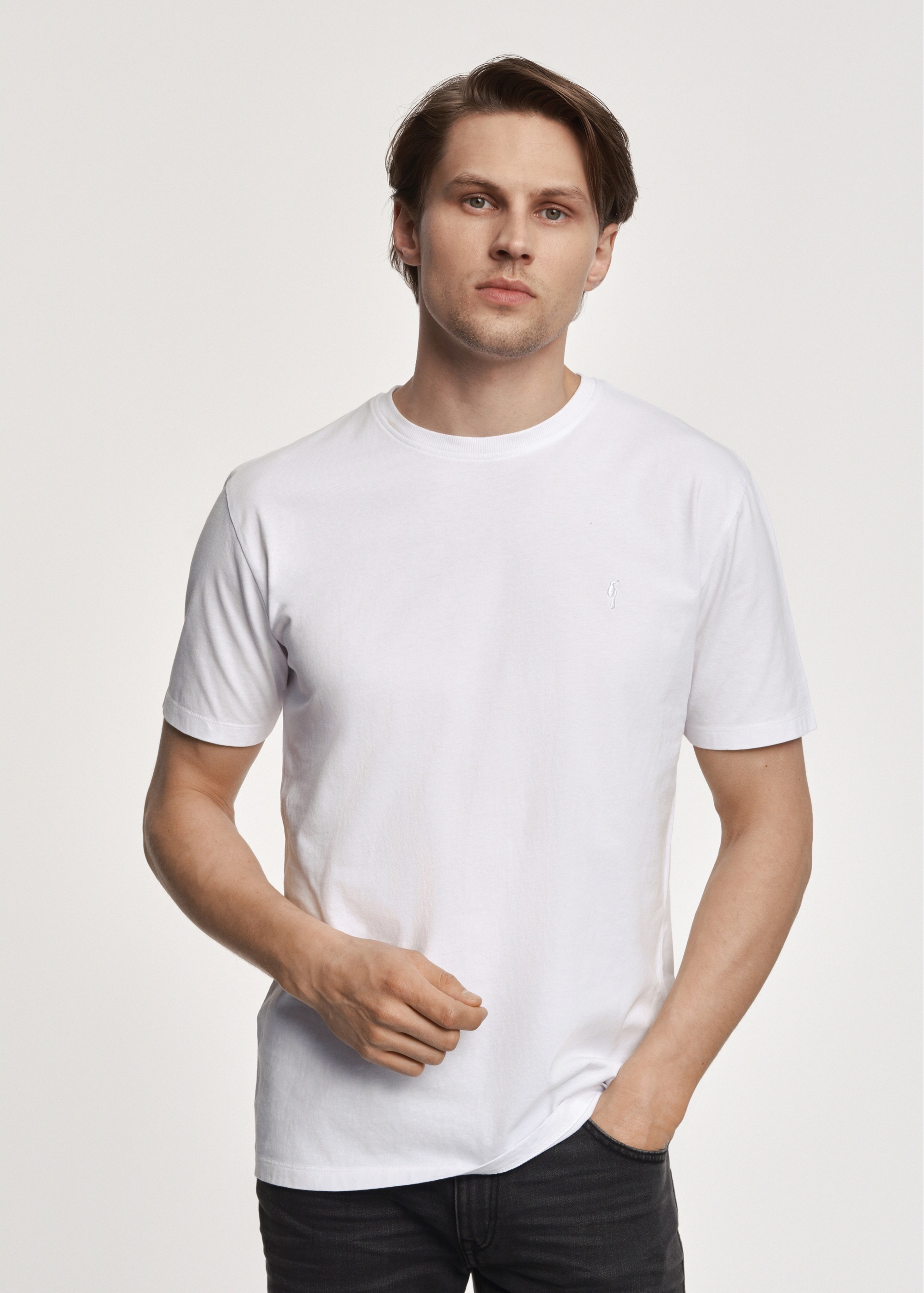 White men's T-shirt with logo TSHMT-0094-11(Z23)-01