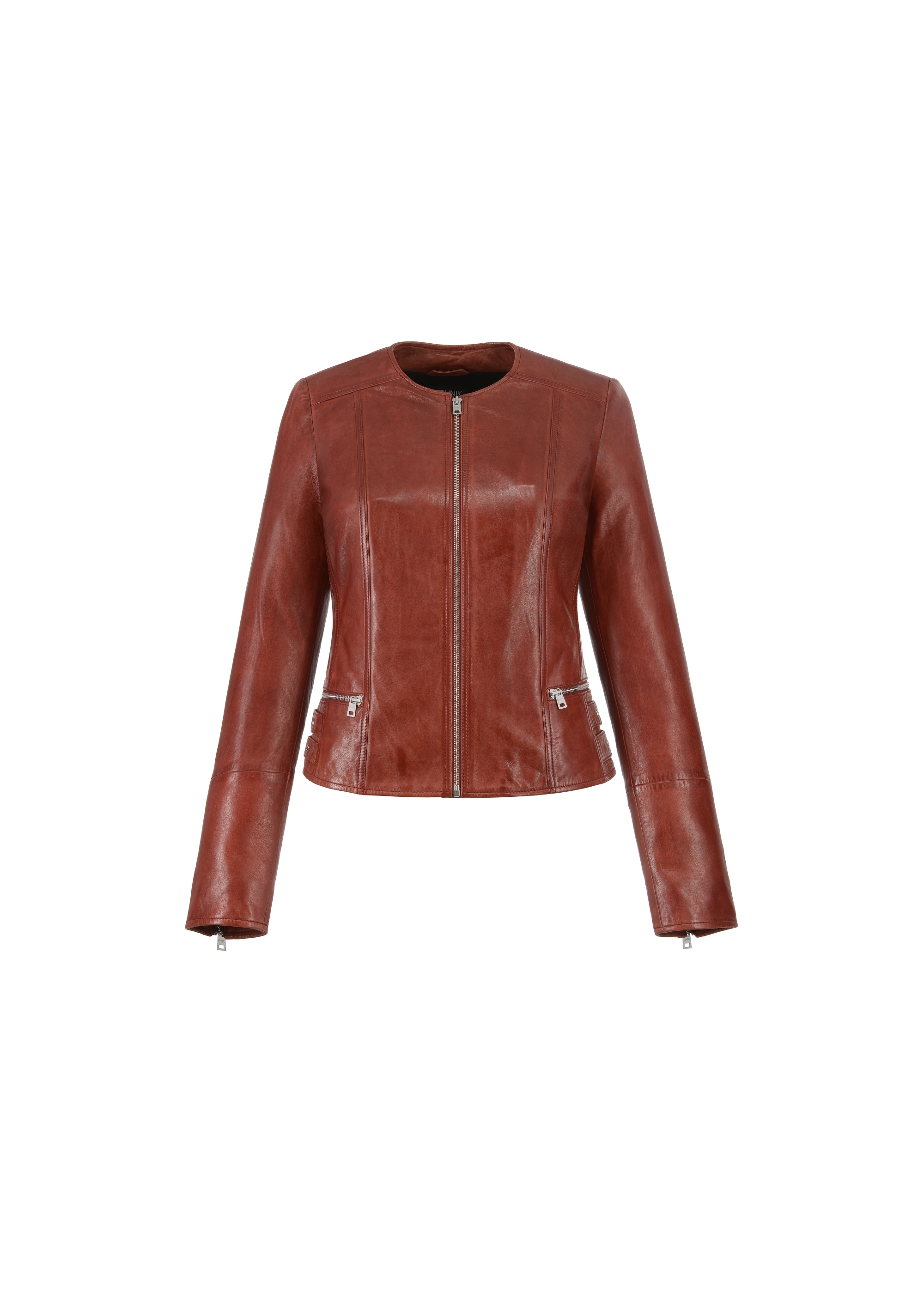 Women's maroon leather jacket KURDS-0414-1289(W23)-04