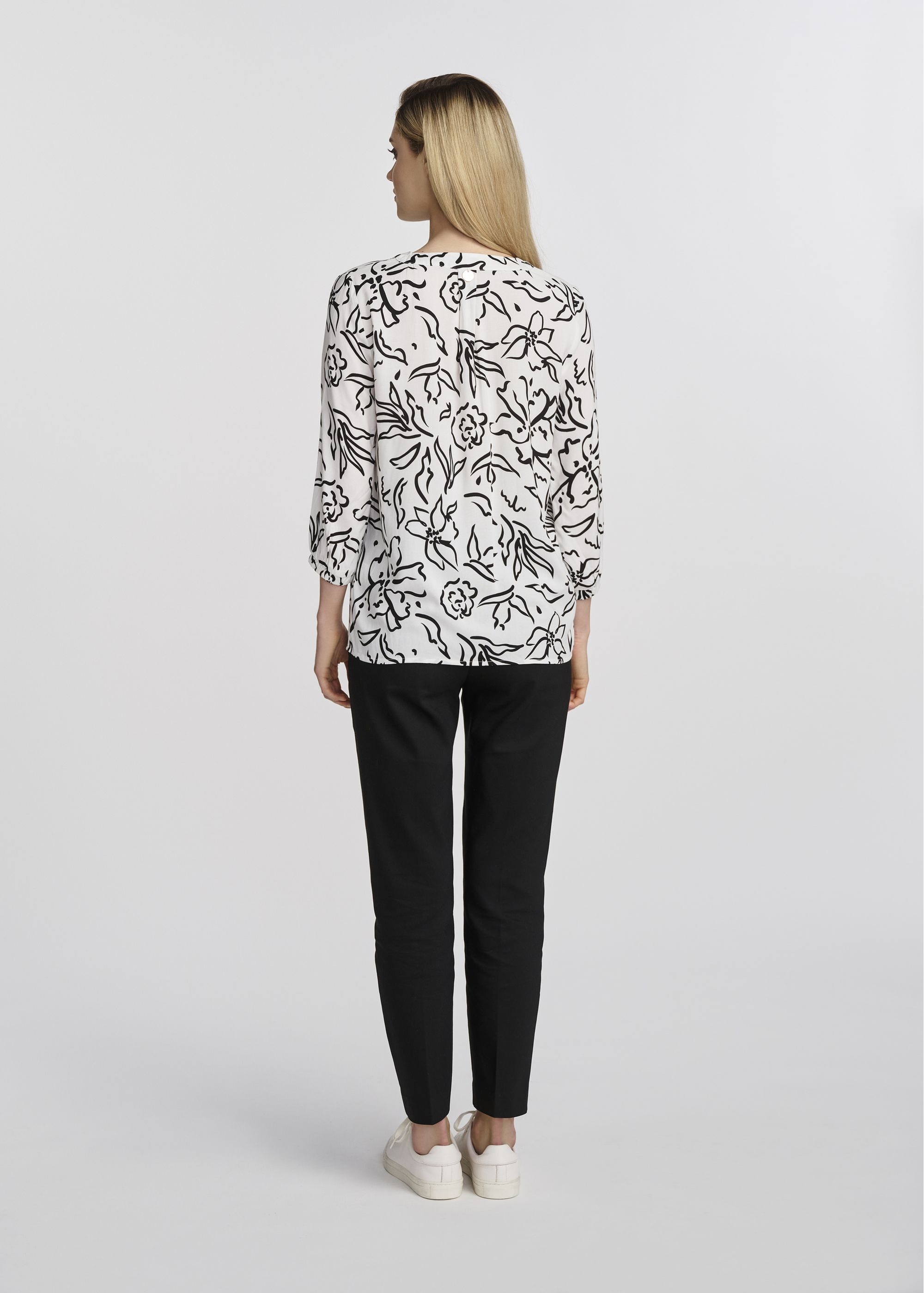 White women's blouse with black flowers BLUDT-0172-12(W25)-04