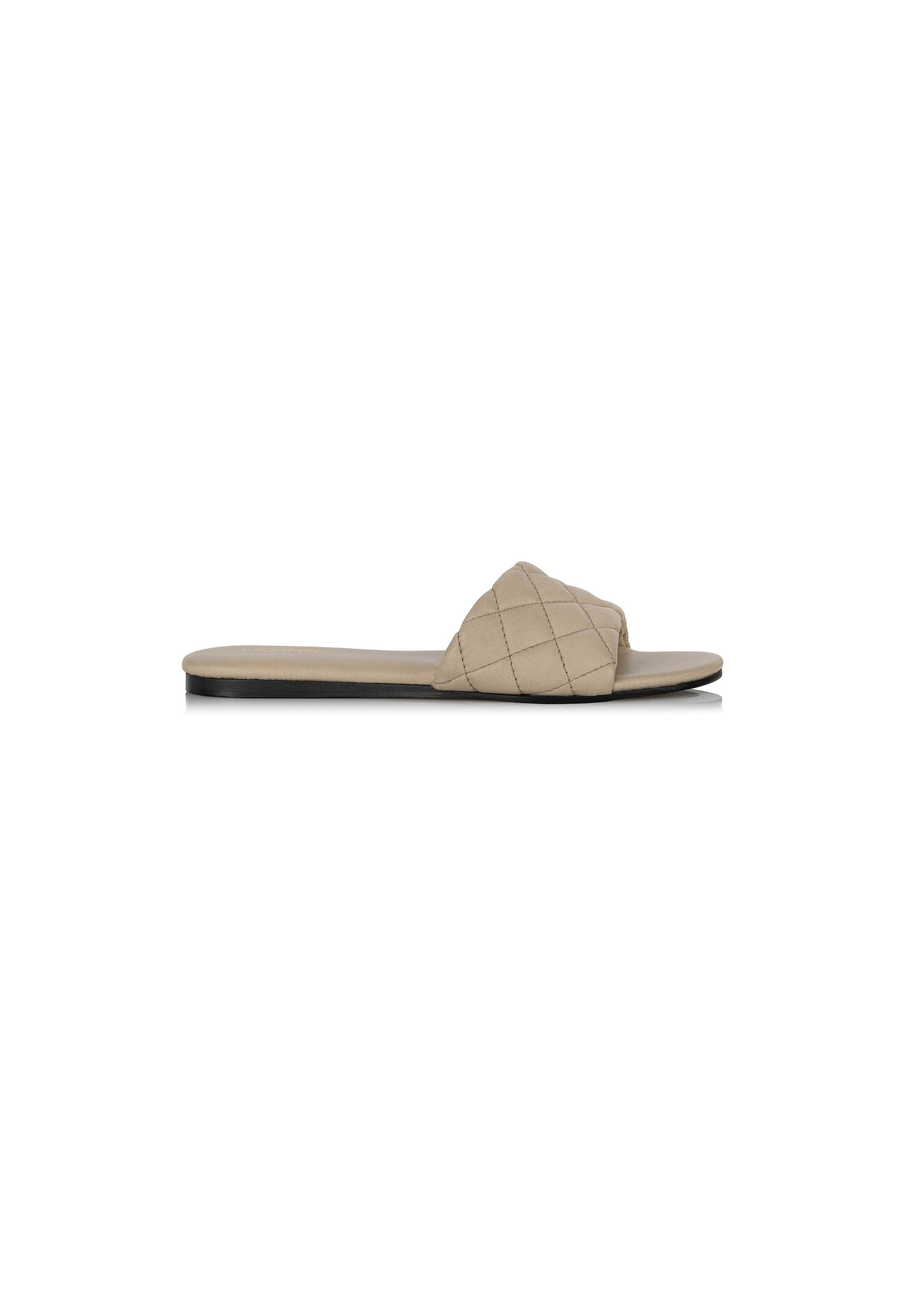 Leather beige quilted flip-flops BUTYD-1066-81(W24)-01