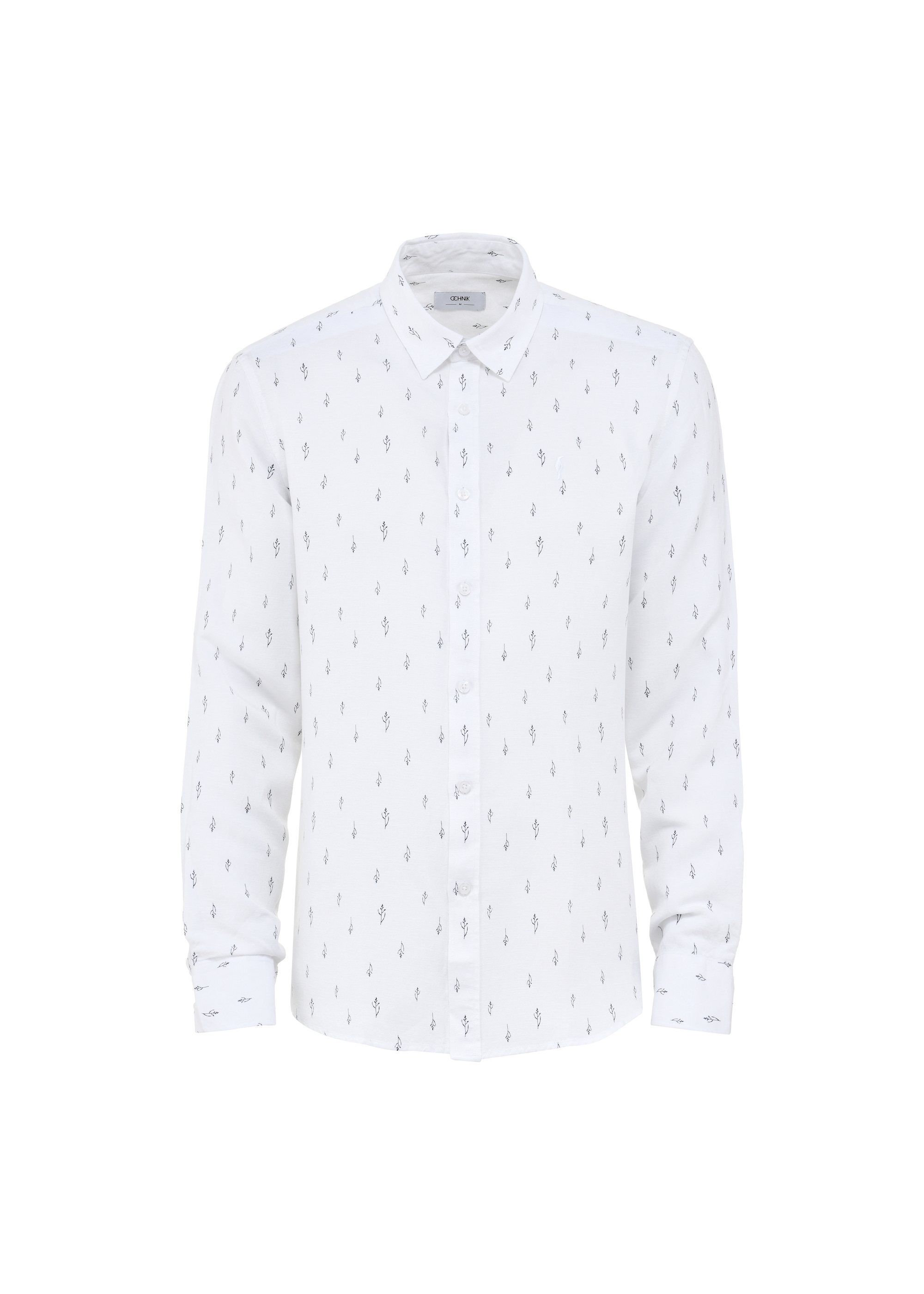 Men's white patterned shirt KOSMT-0338-12(W25)-04