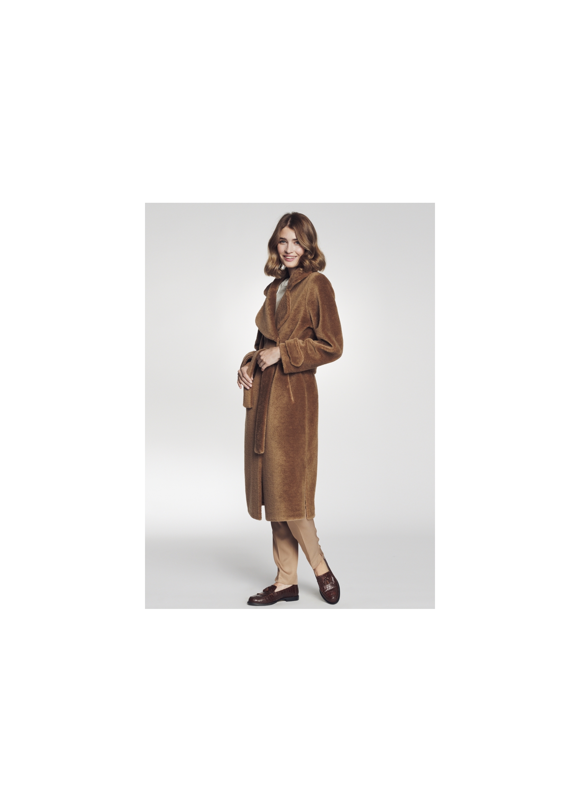 Women's wool coat with buckle FUTDT-0022-24(Z22)-02