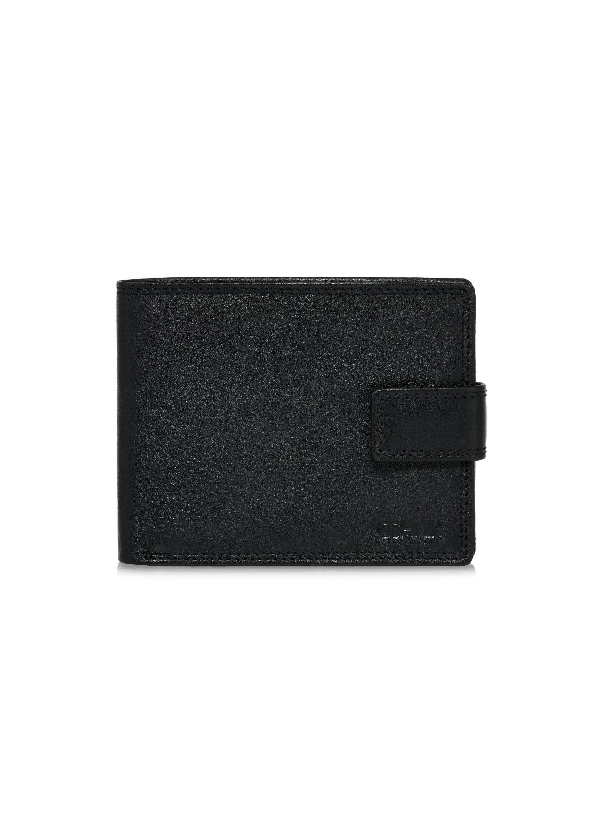 Men's black leather clasp wallet PORMS-0606-99(W24)-01